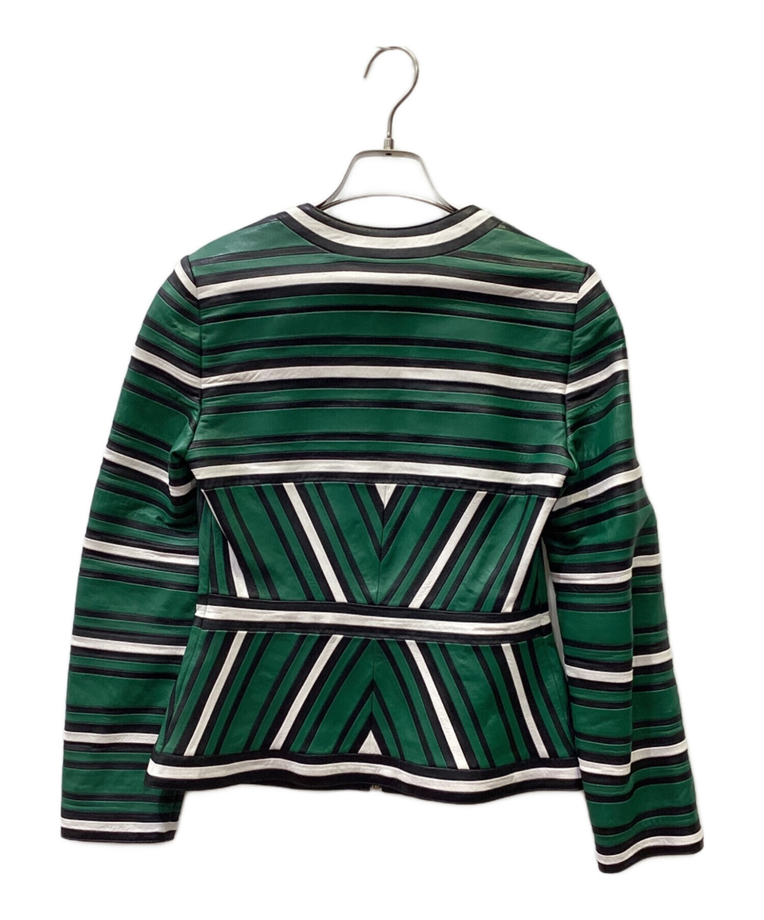 ESCADA エスカーダ 未使用　ラムレザー　レザー　ジャケット 中古・古着通販】ESCADA (エスカーダ) 切替レザージャケット グリーン