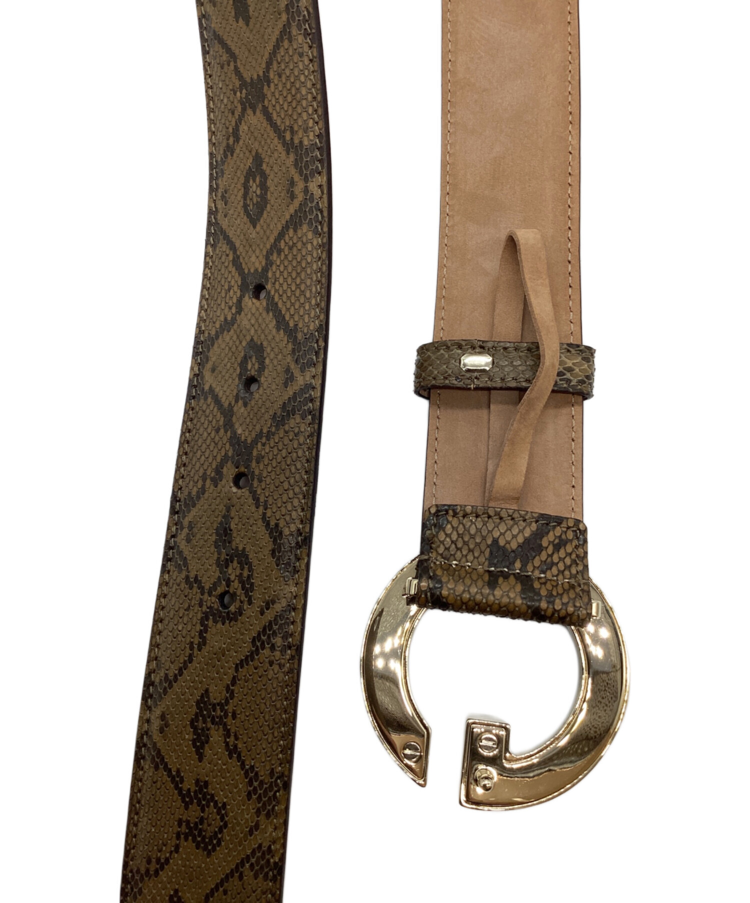 GUCCI ダイヤモンドパイソンベルト　アンティークブラウン　箱付き　直営店購入 GUCCI ダイヤモンドパイソンベルト アンティークブラウン 箱付き 直営