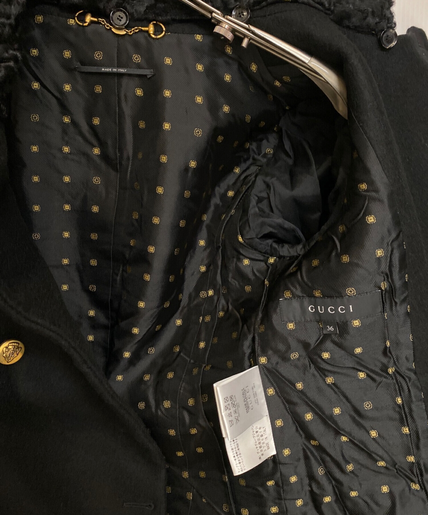 中古・古着通販】GUCCI (グッチ) 金ボタンジャケット ブラック サイズ 