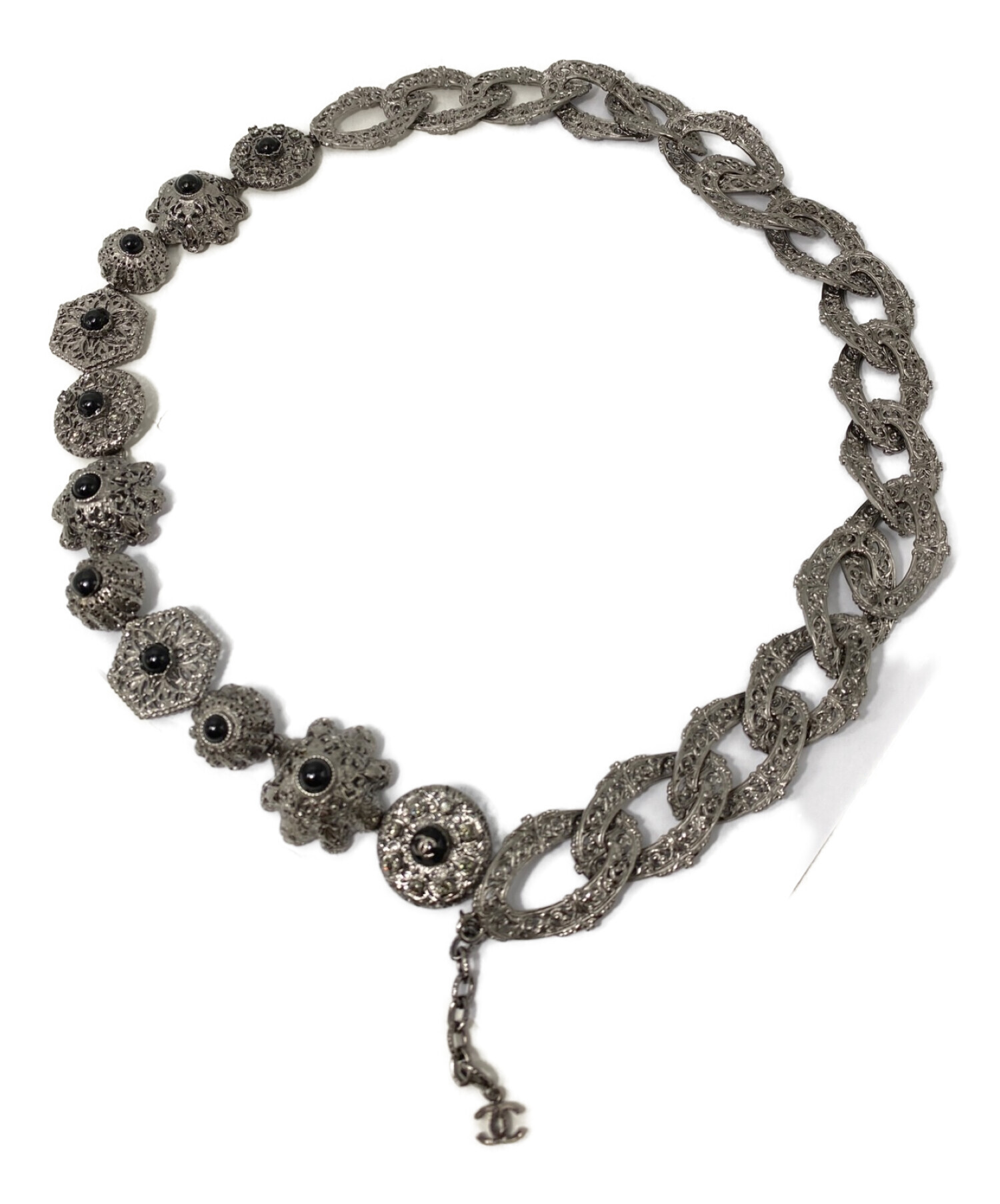 Rhinestone Fashion Silver Chain Belt -Silver Chtom カジュアルなファッション高級エレガントなエレガントな  main image 3