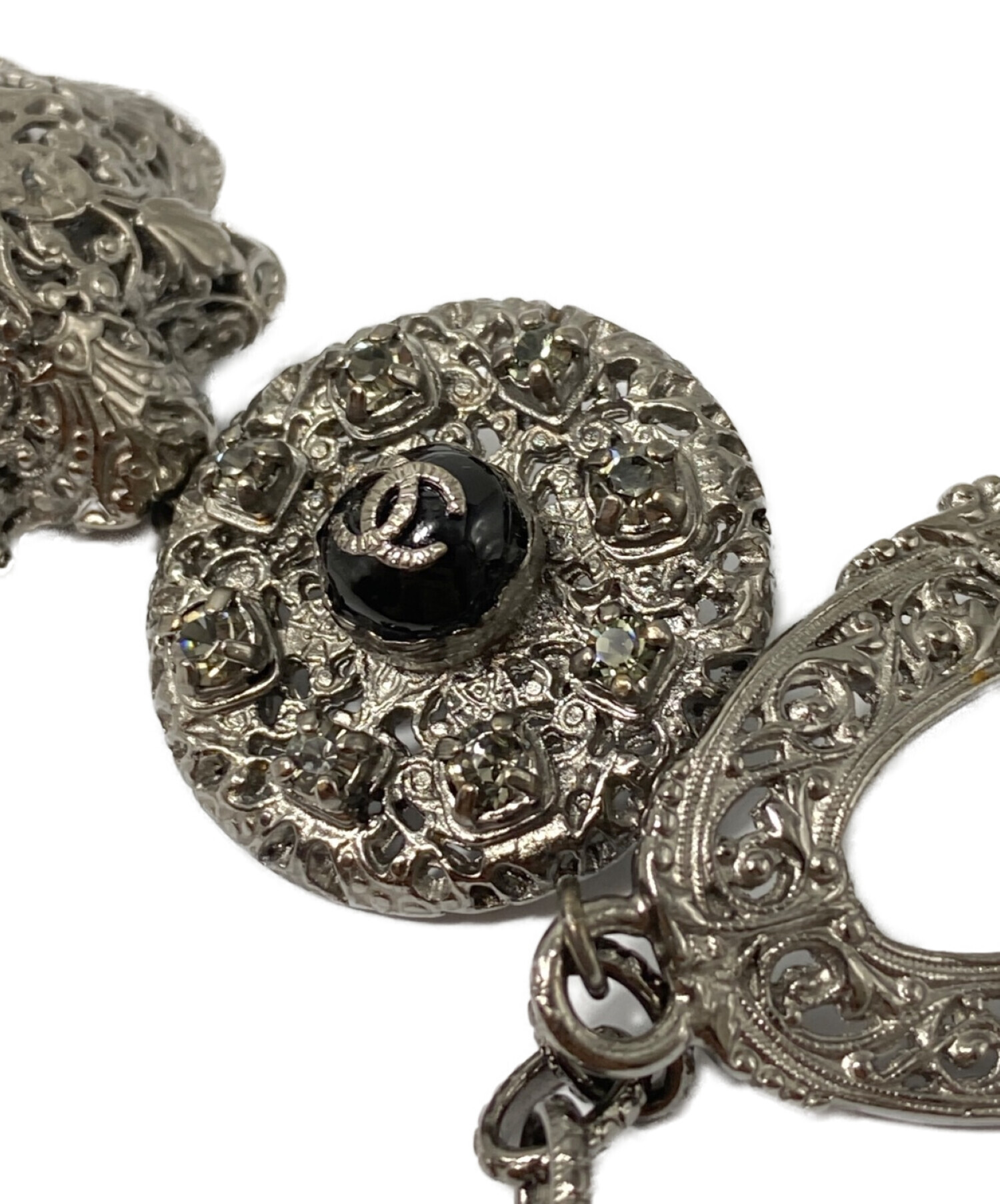 Rhinestone Fashion Silver Chain Belt -Silver Chtom カジュアルなファッション高級エレガントなエレガントな  main image 2