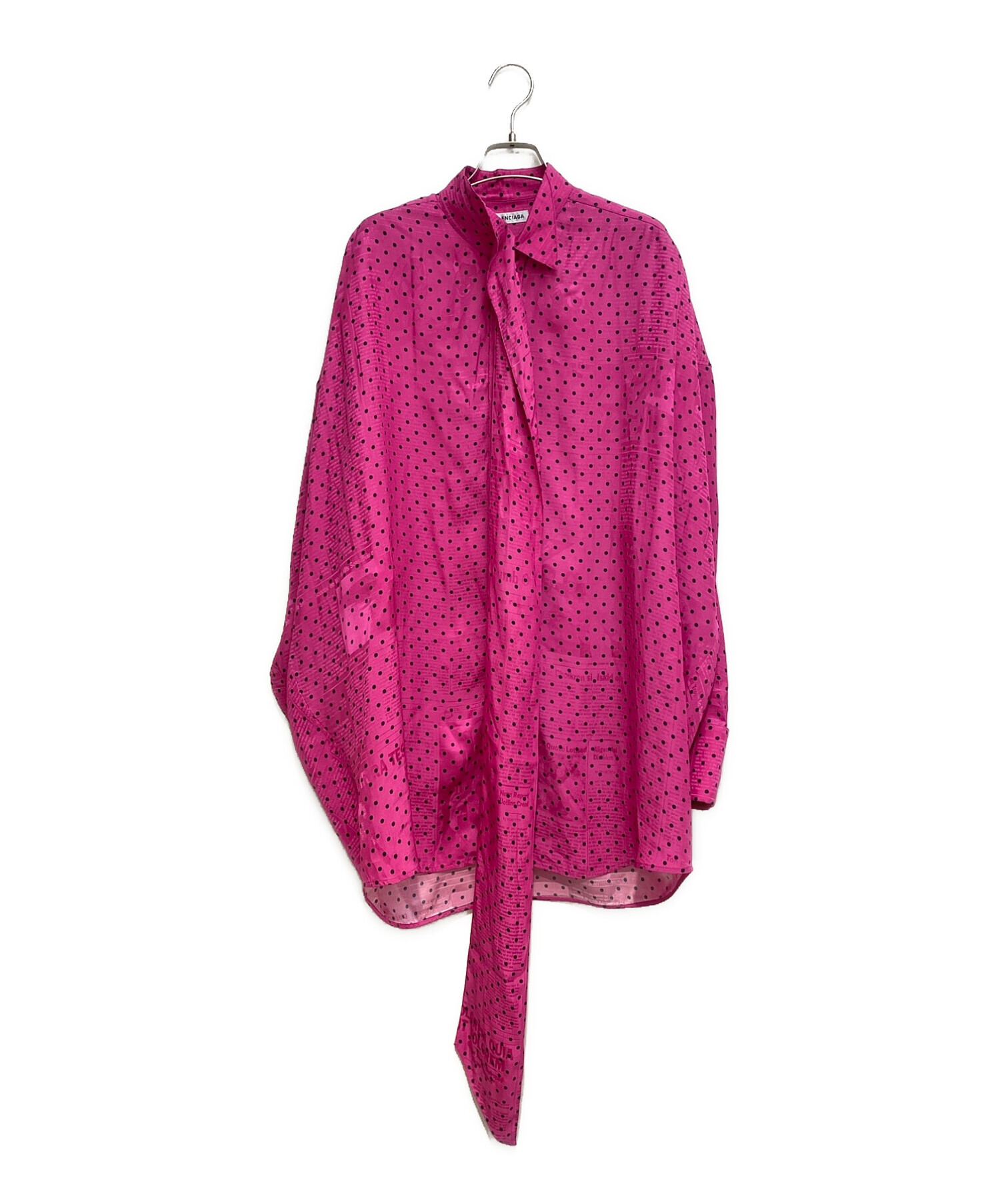美品 BALENCIAGA バレンシアガ 19aw バックロゴ ボウタイ バンドカラー シャツ ブラウス トップスー 34 ピンク レディース 古着 中古 USED 中古・古着通販】BALENCIAGA (バレンシアガ) ドットボウタイブラウス