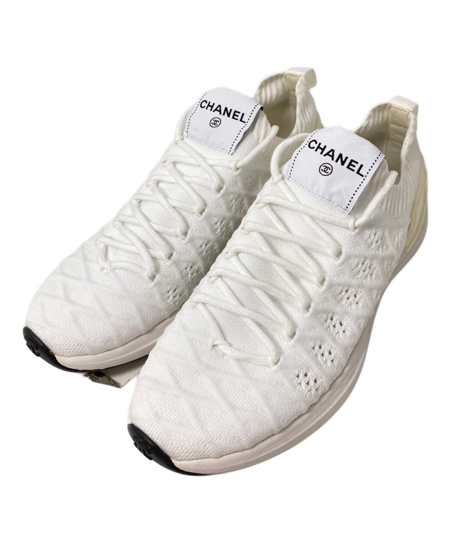 CHANEL ココマーク クリアソール スニーカー 38 中古・古着通販】CHANEL (シャネル) ココマーク ニットスニーカー