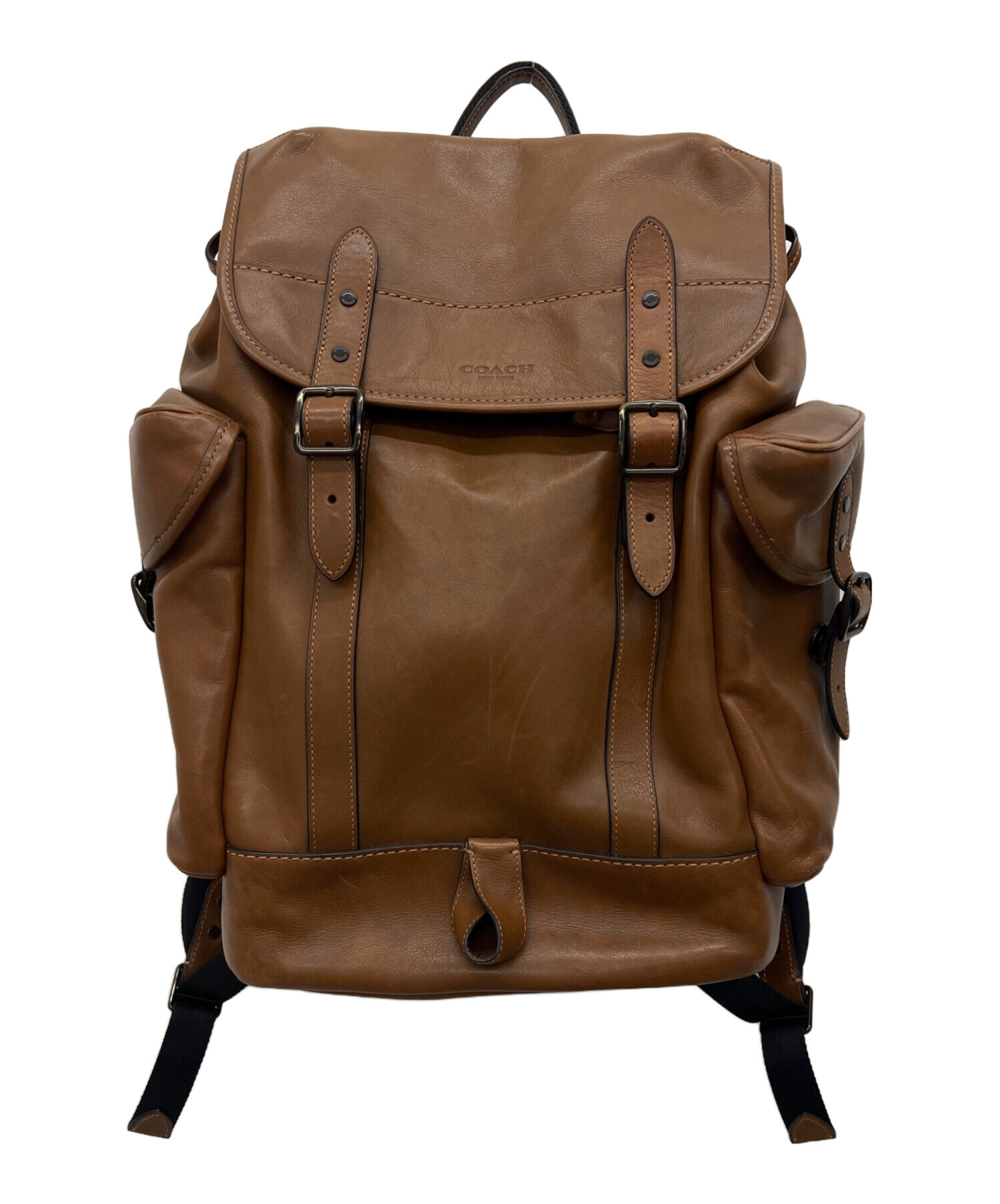 中古・古着通販】COACH (コーチ) レザーバックパック ブラウン