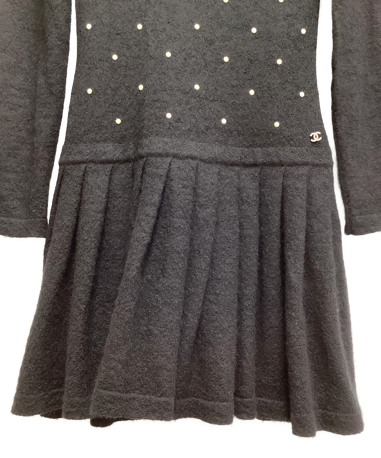 中古・古着通販】CHANEL (シャネル) 2ピースニットワンピース ブラック