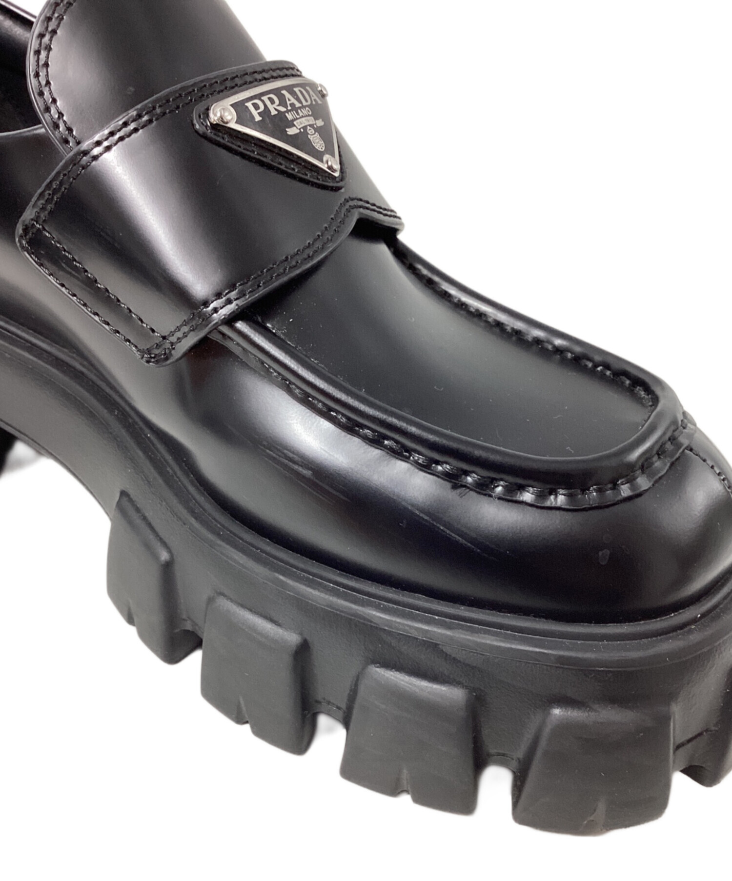 中古・古着通販】PRADA (プラダ) Monolith Brushed Leather Loafers