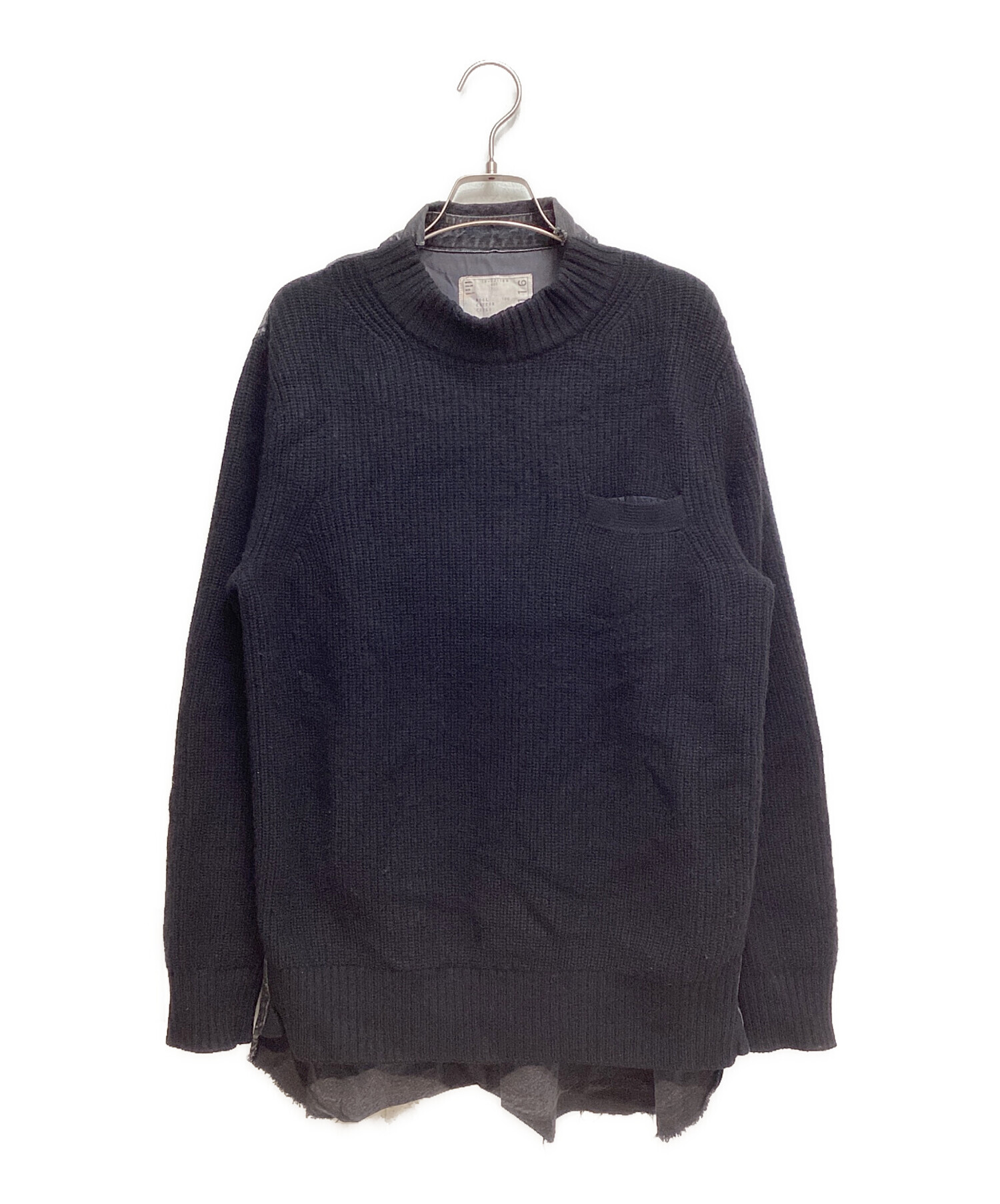 中古・古着通販】sacai (サカイ) デニム切替ニット ブラック サイズ:1