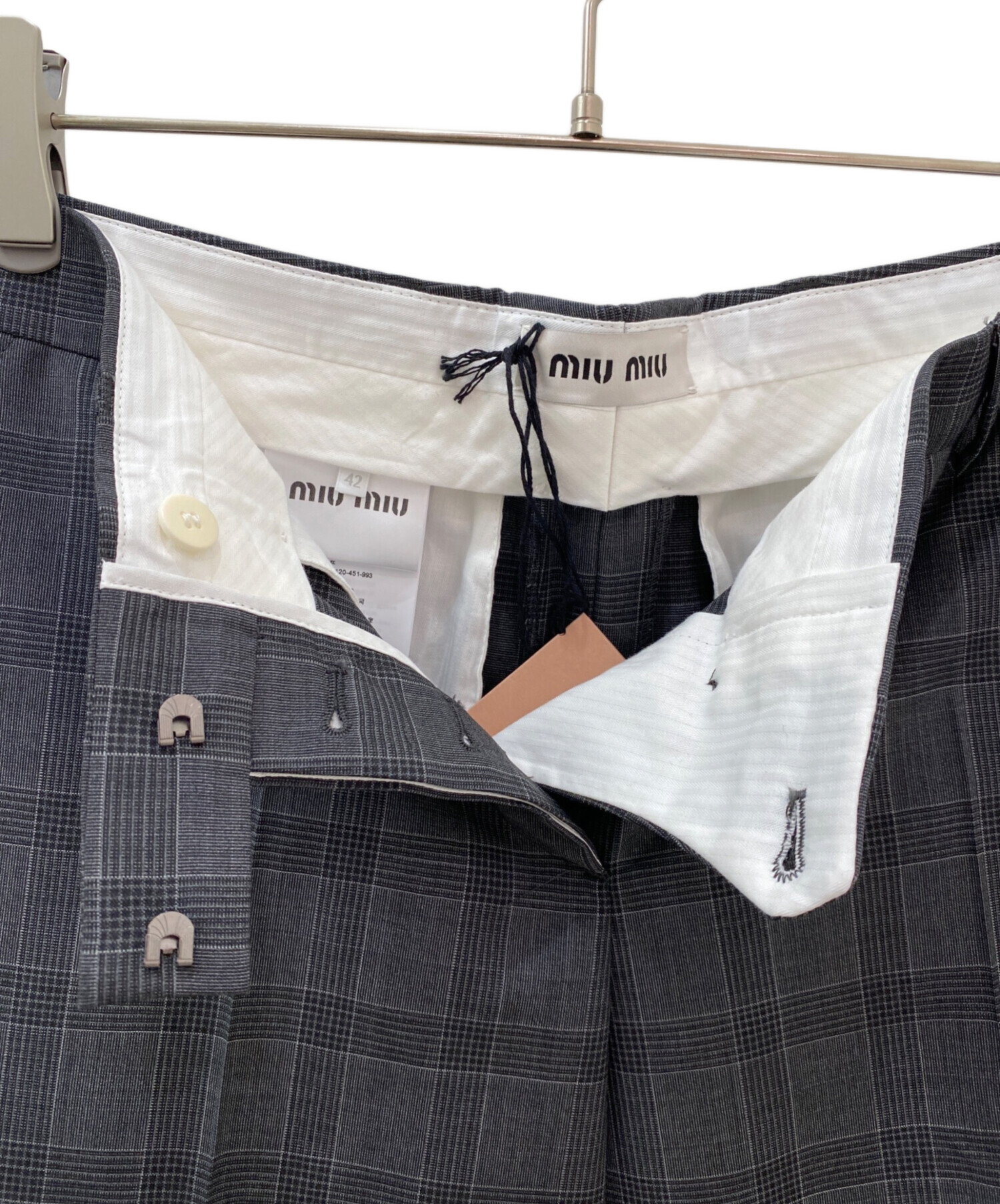 中古・古着通販】MIU MIU (ミュウミュウ) チェックスラックスパンツ