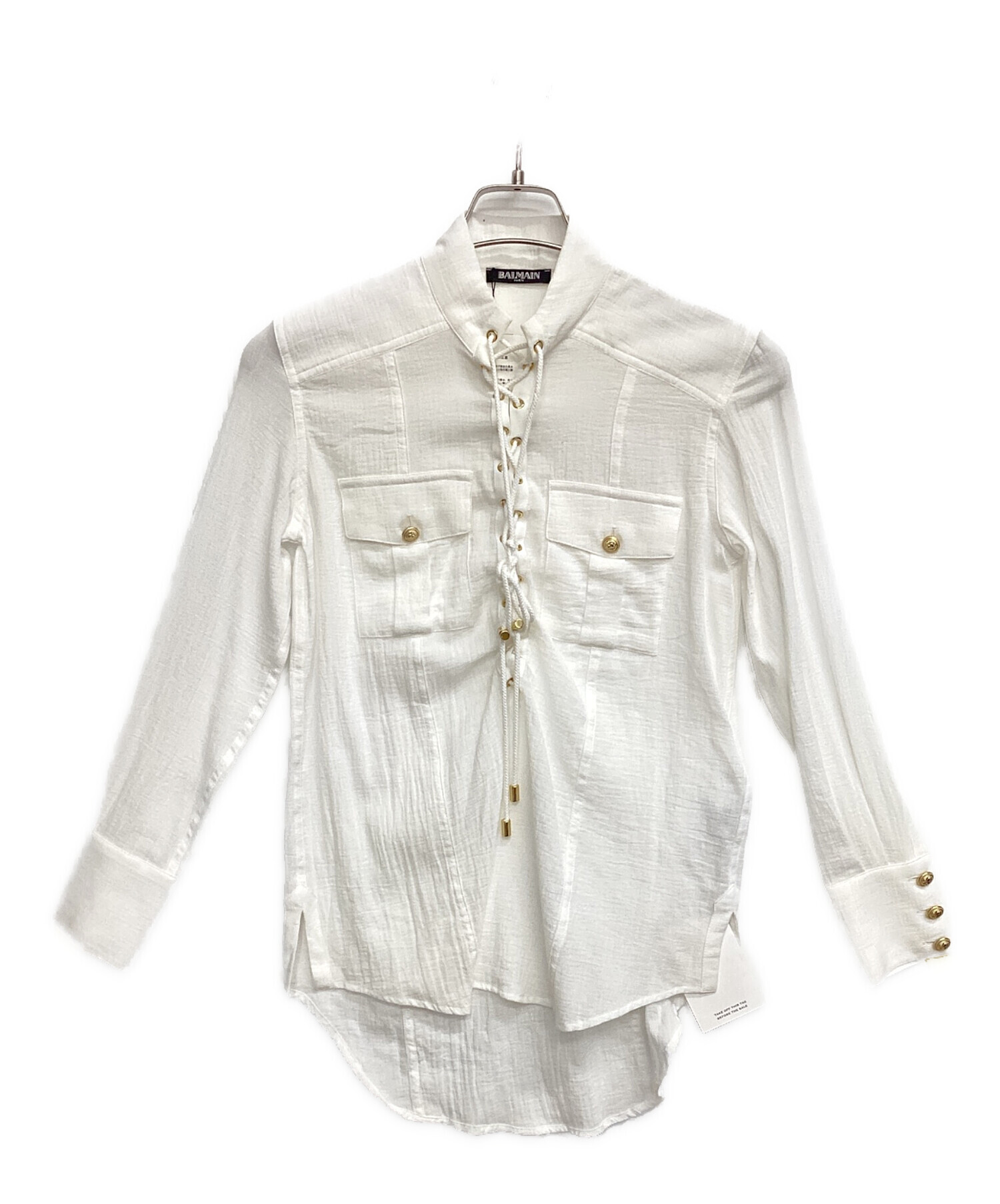 中古・古着通販】BALMAIN (バルマン) 金ボタンブラウス ホワイト 