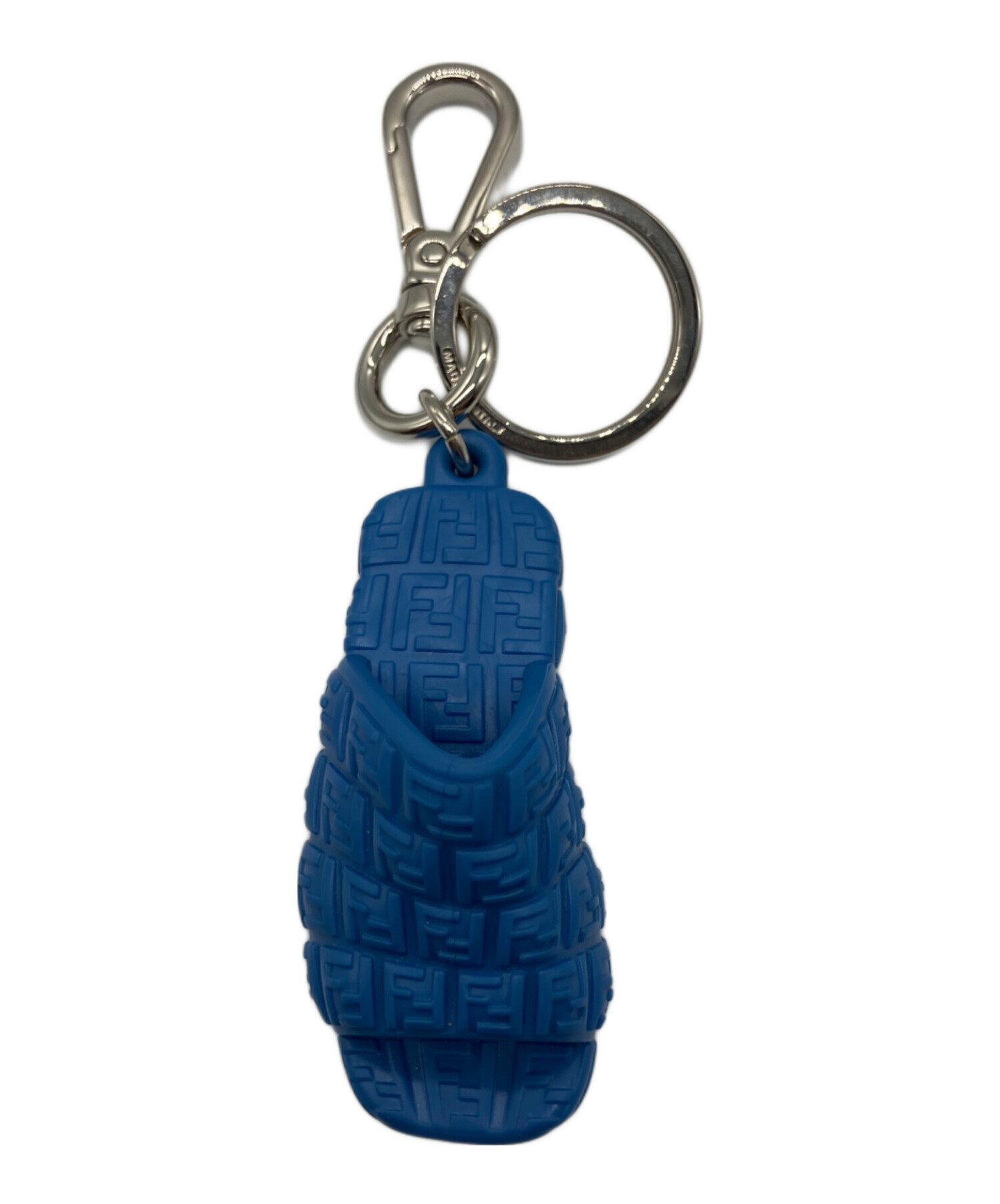 FENDI ロゴ キーホルダー 青色 中古・古着通販】FENDI (フェンディ) ズッカサンダルキーリング ブルー