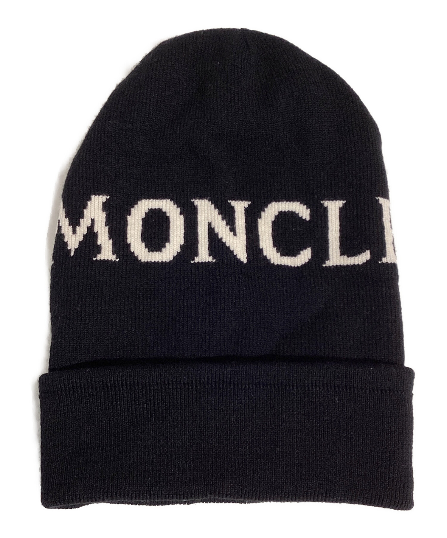 中古・古着通販】MONCLER (モンクレール) ロゴニット帽 ブラック