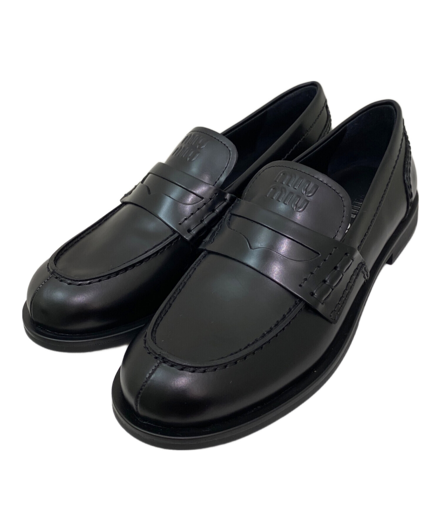 中古・古着通販】MIU MIU (ミュウミュウ) ローファー ブラック サイズ