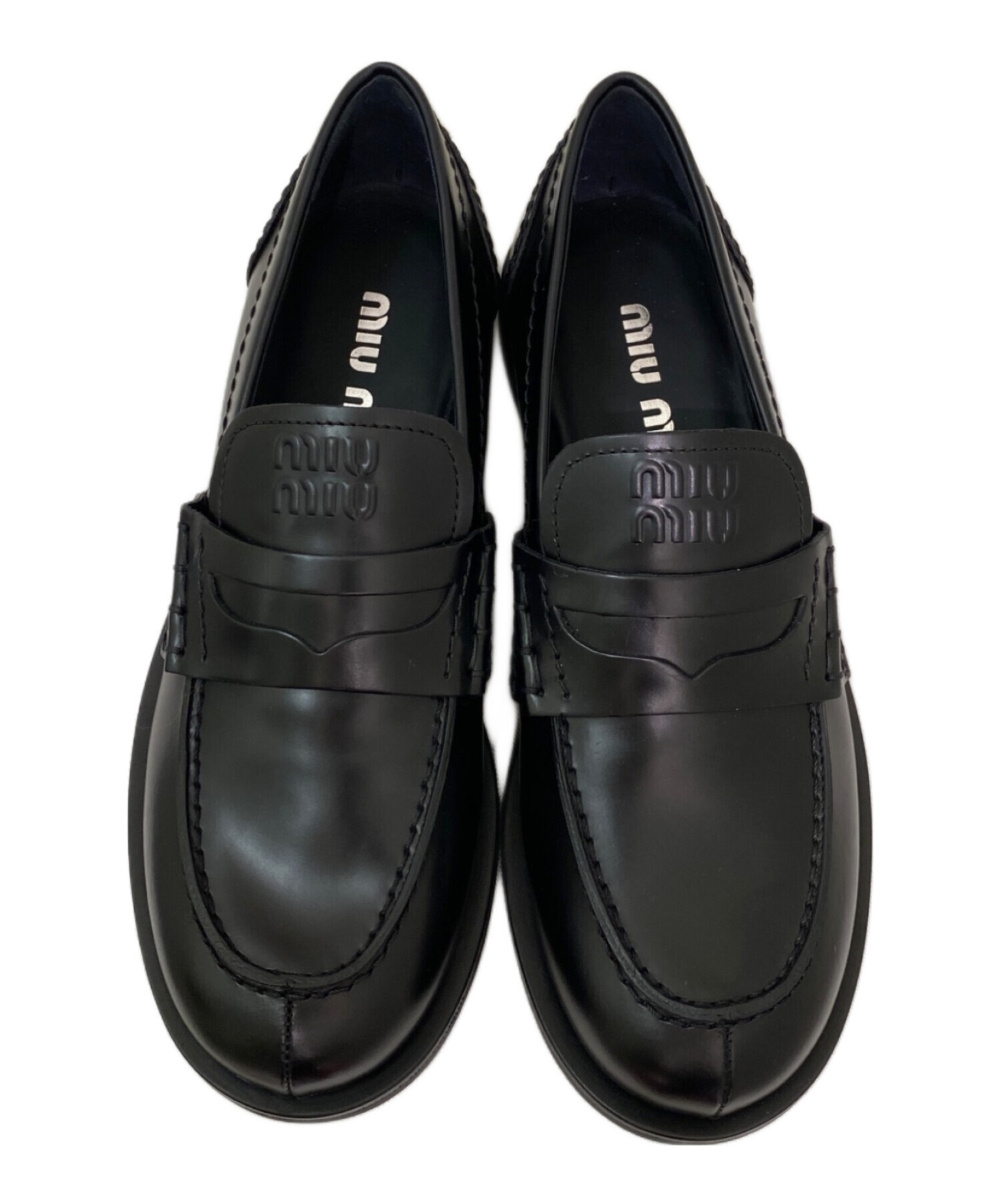 中古・古着通販】MIU MIU (ミュウミュウ) ローファー ブラック サイズ