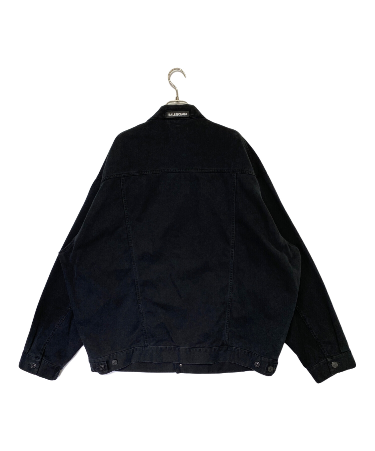 バレンシアガ デニムジャケット ブラック 2WAY BALENCIAGA 中古・古着通販】BALENCIAGA (バレンシアガ) ダメージ加工デニム