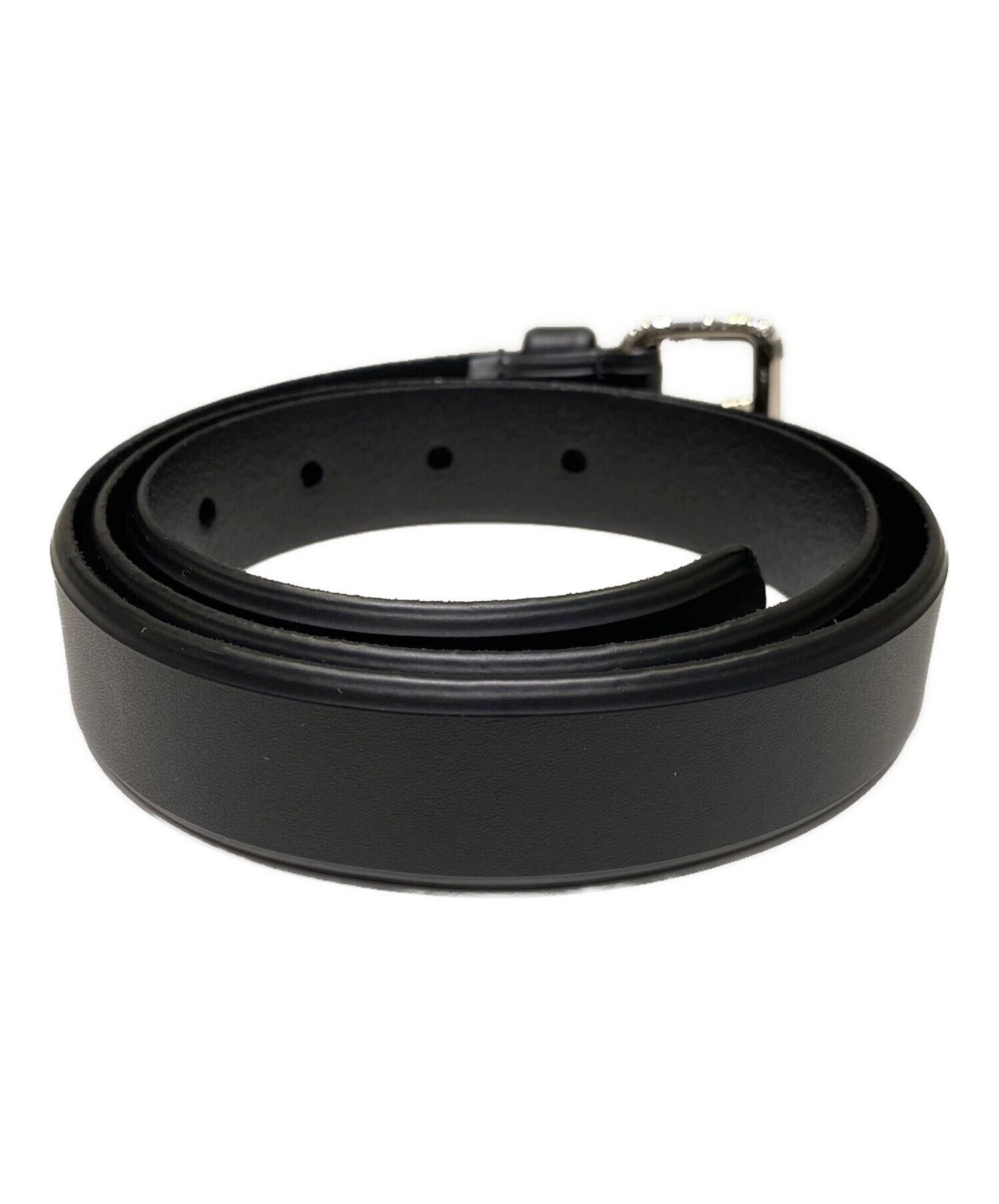 中古・古着通販】PRADA (プラダ) レザーベルト ブラック×シルバー 