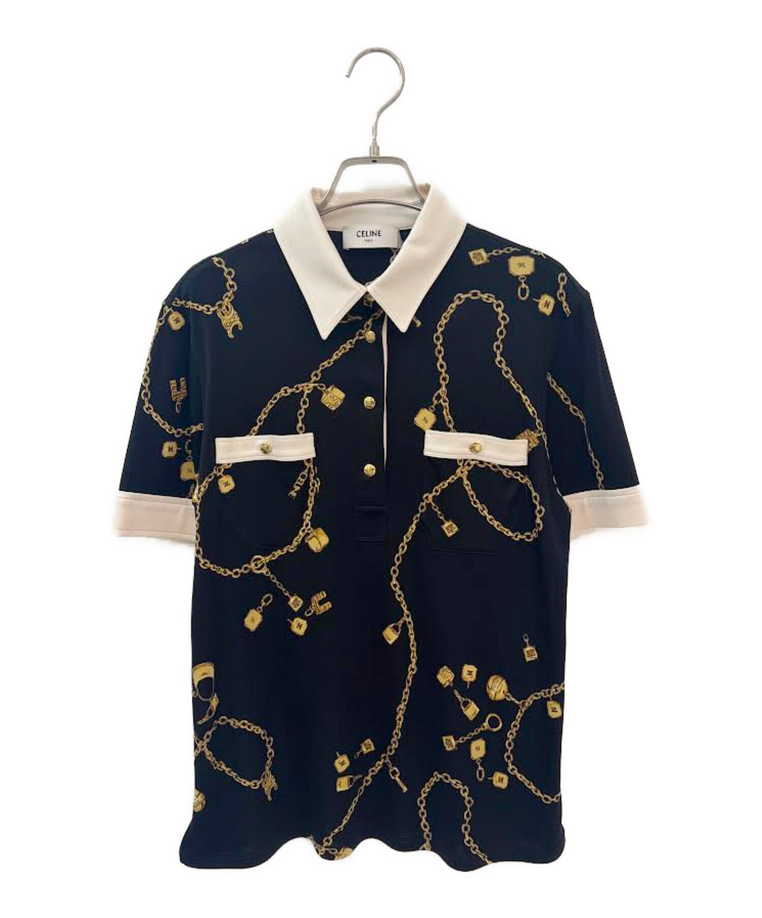 中古・古着通販】CELINE (セリーヌ) 総柄ブラウス ブラック サイズ:36 