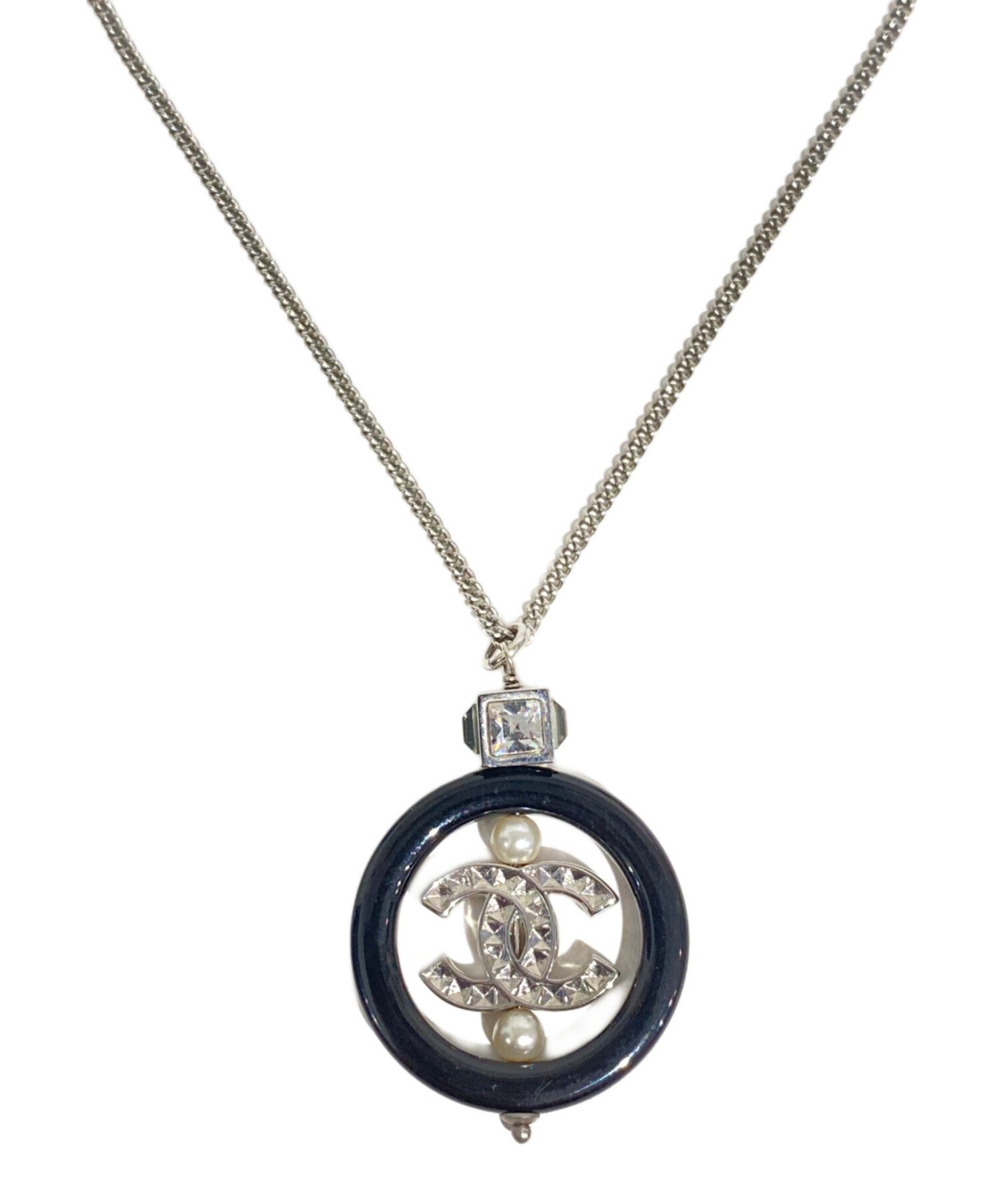 中古・古着通販】CHANEL (シャネル) ココマークスクエアラインストーン 
