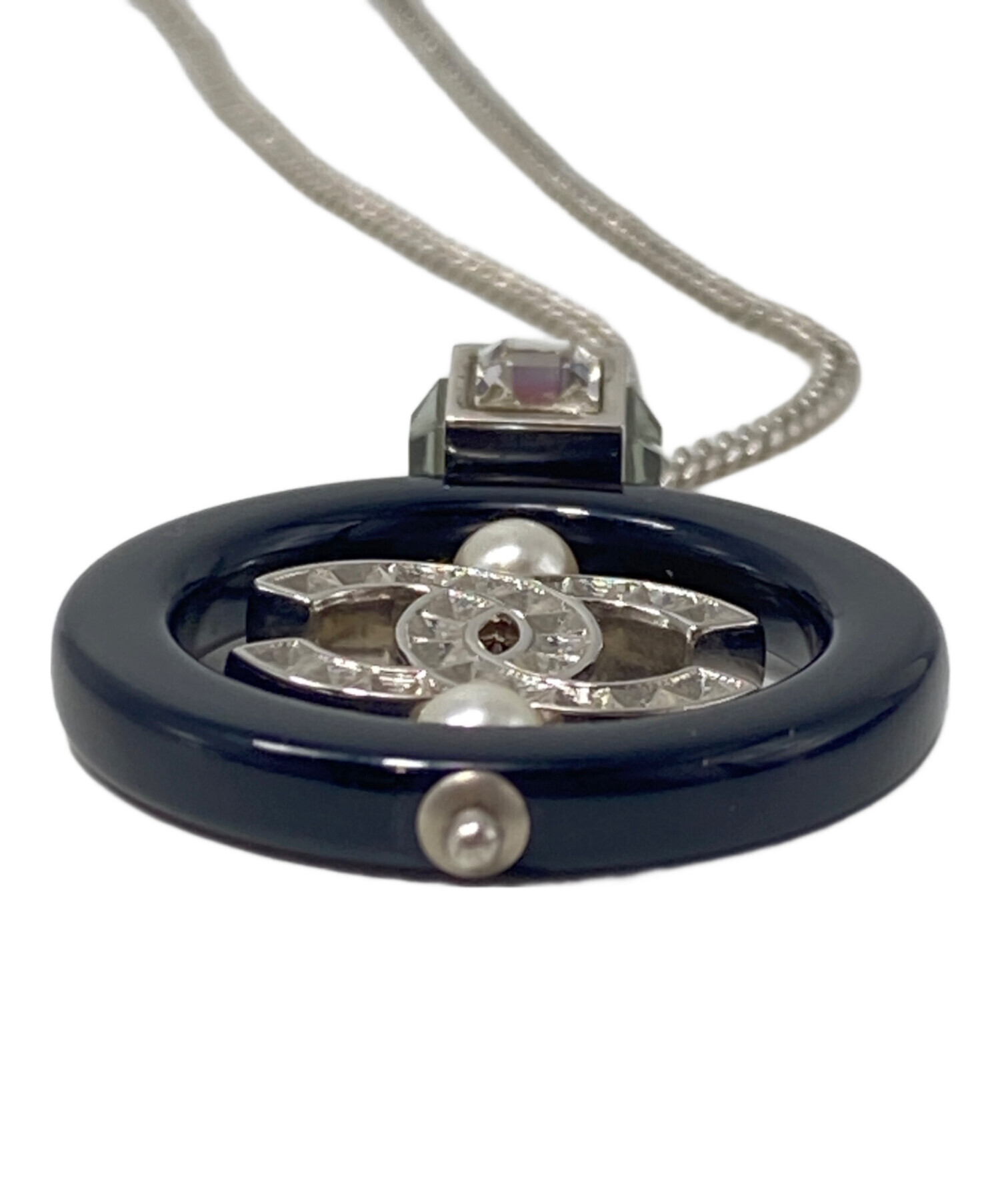 中古・古着通販】CHANEL (シャネル) ココマークスクエアラインストーン 