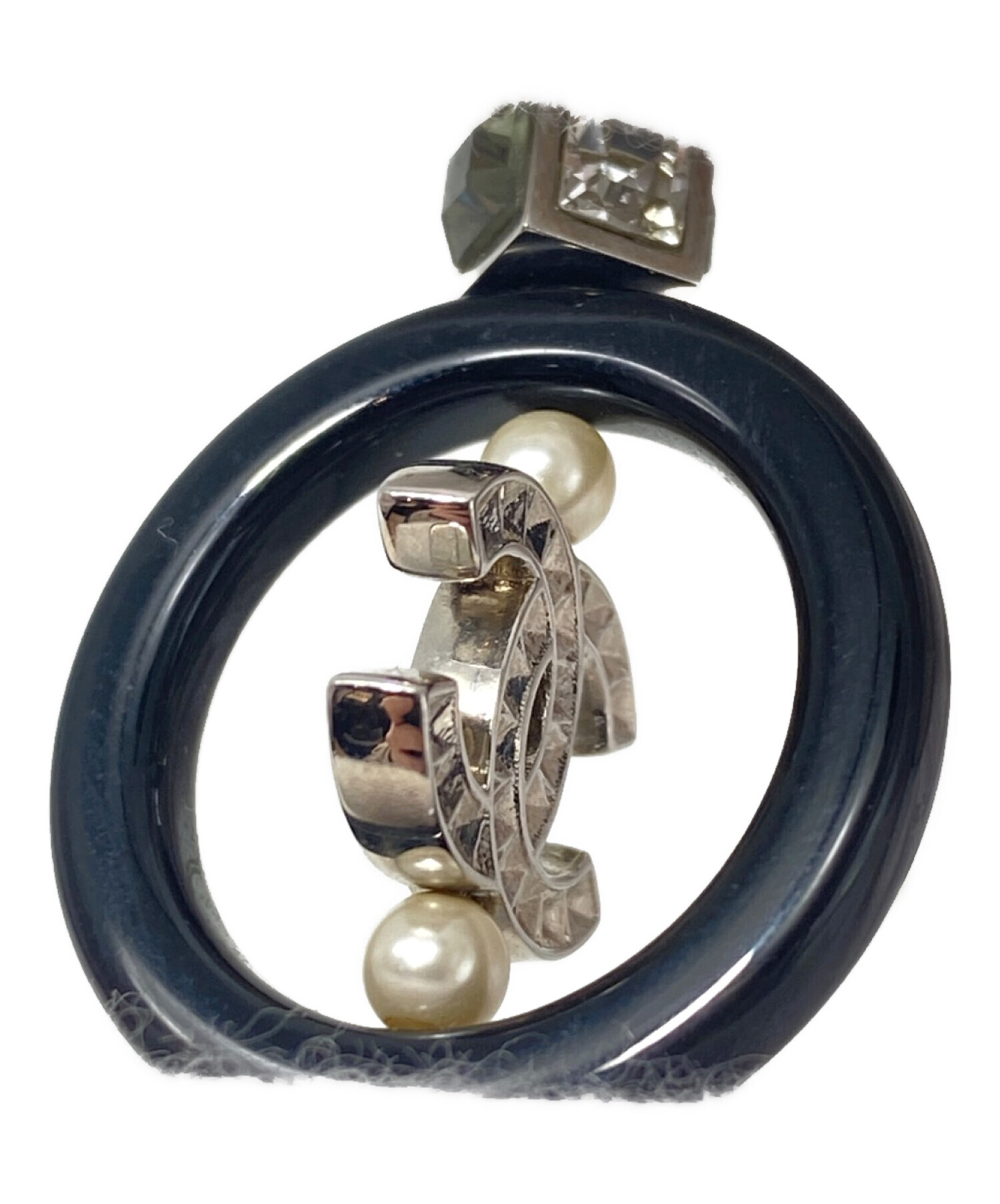 中古・古着通販】CHANEL (シャネル) ココマークスクエアラインストーン 