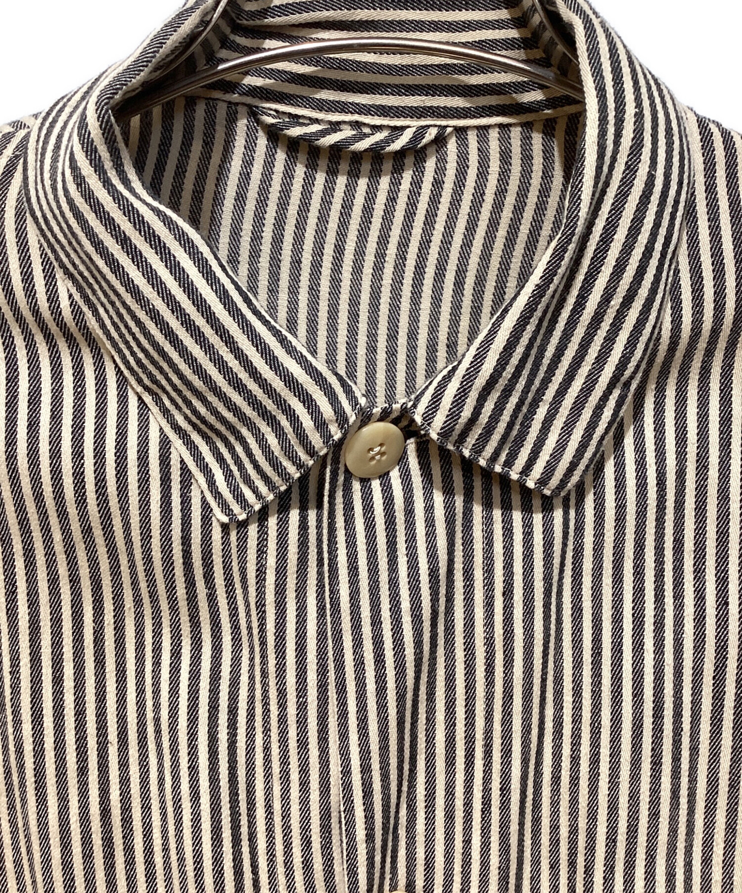 中古・古着通販】COMOLI (コモリ) ストライプリネンシャツ ベージュ