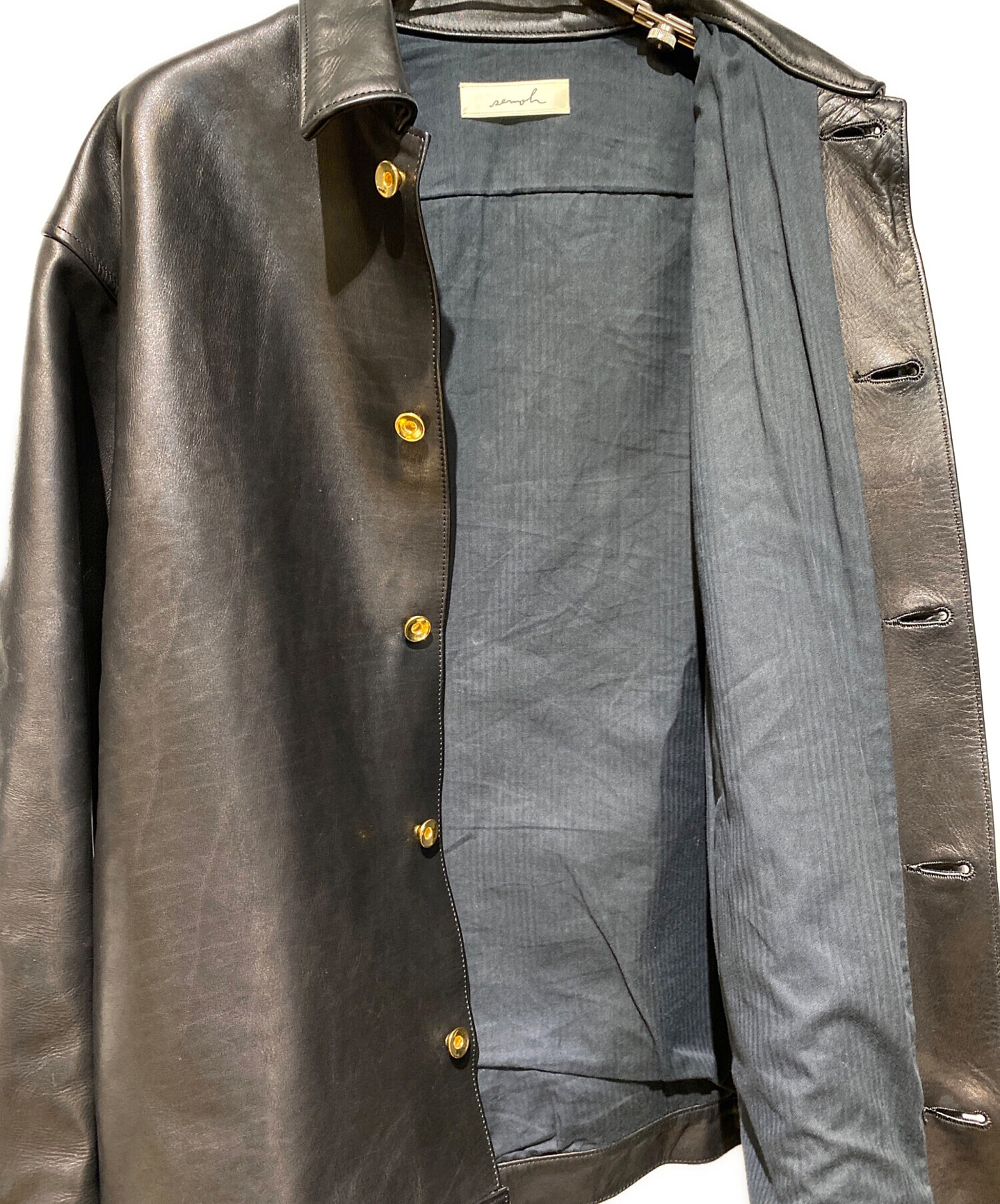 中古・古着通販】semoh (セモー) シングルレザージャケット ブラック