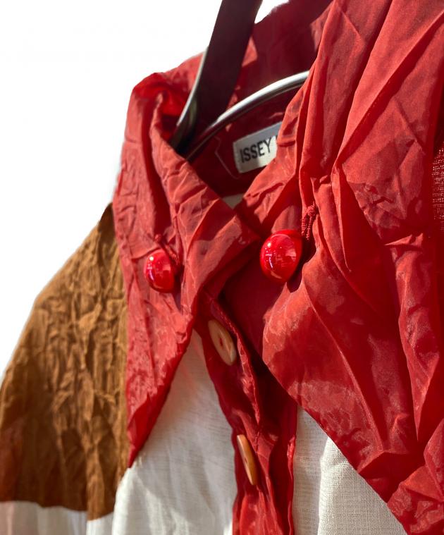 希少☆ISSEY MIYAKE シワ加工 箔 カットソー 長袖 レッド 希少☆ISSEY