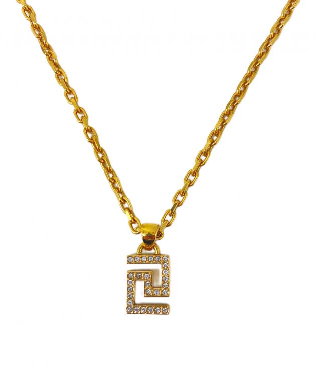 VERSACE 2way グレカラインストーン　ネックレス 中古・古着通販】VERSACE (ヴェルサーチ) グレカラインストーン