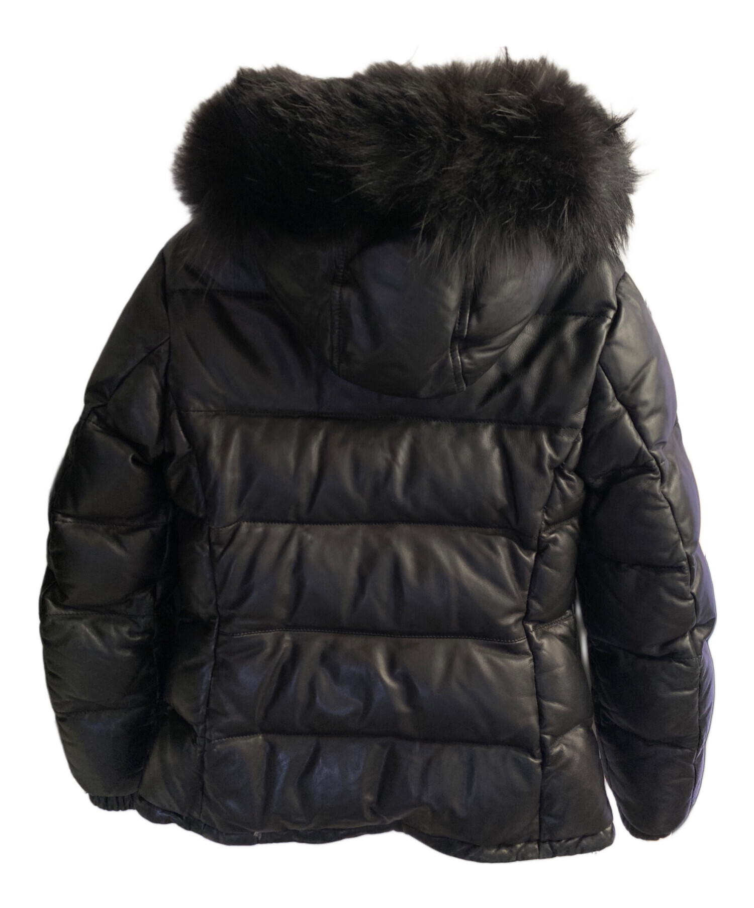 中古・古着通販】PRADA (プラダ) レザー ダウンジャケット ブラック