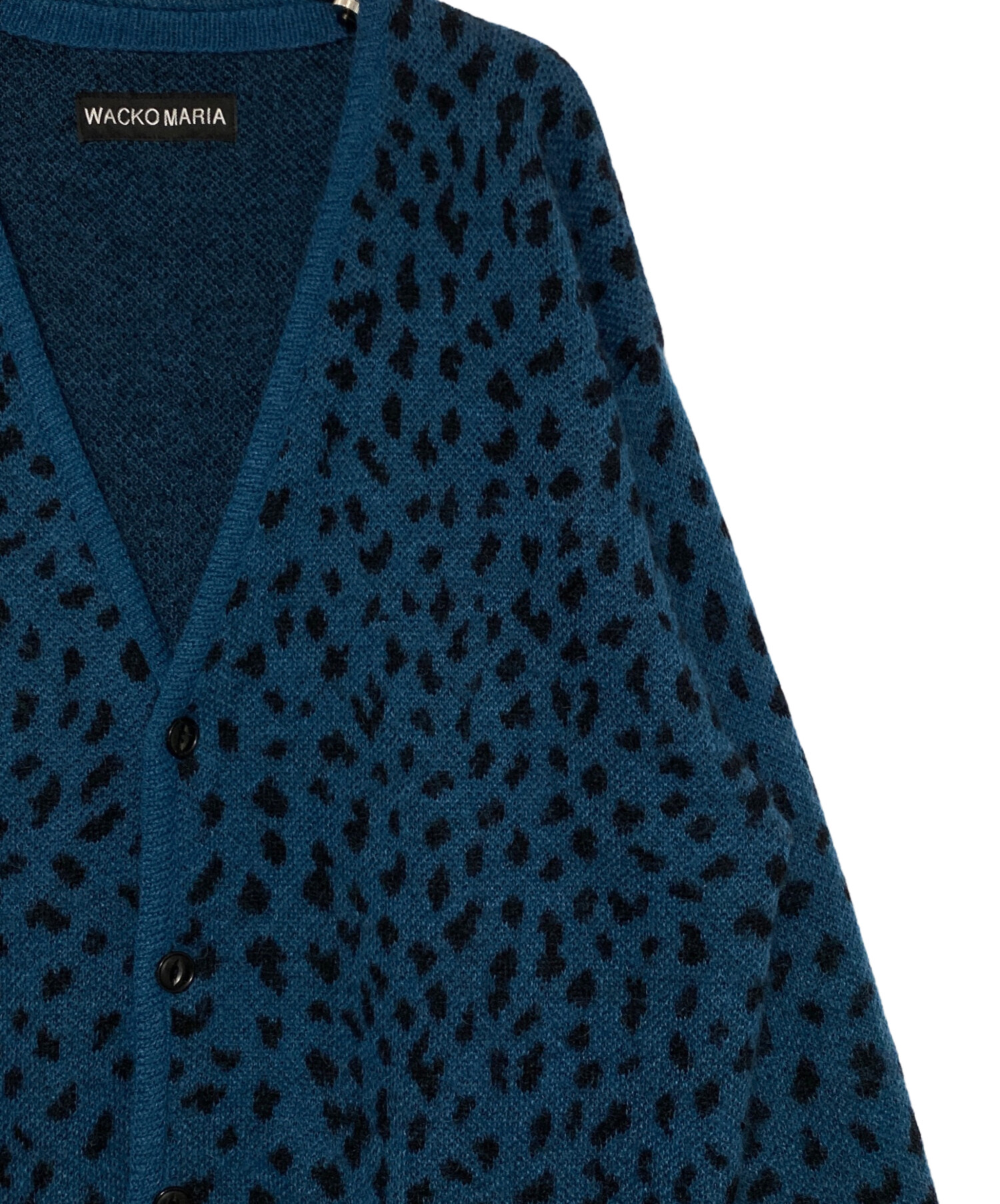 WACKO MARIA ブルー　トラ柄カーディガン Wacko Maria - Leopard Cotton-Jacquard Cardigan - Blue Wacko Maria