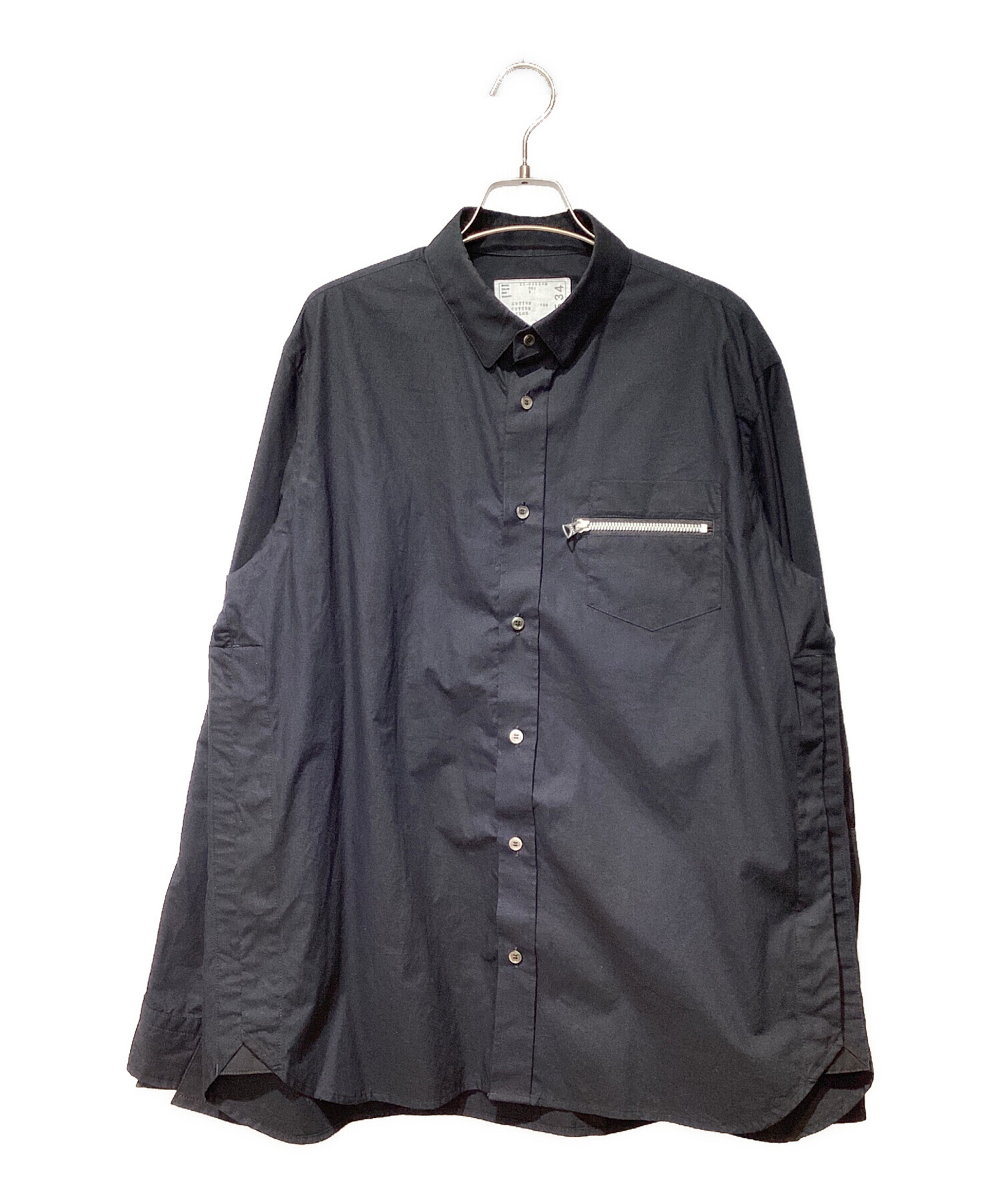 Sacai 21AW Chino × Grosgrain Shirt / 3 中古・古着通販】sacai (サカイ) Typewriter Grosgrain Shirt ブラック