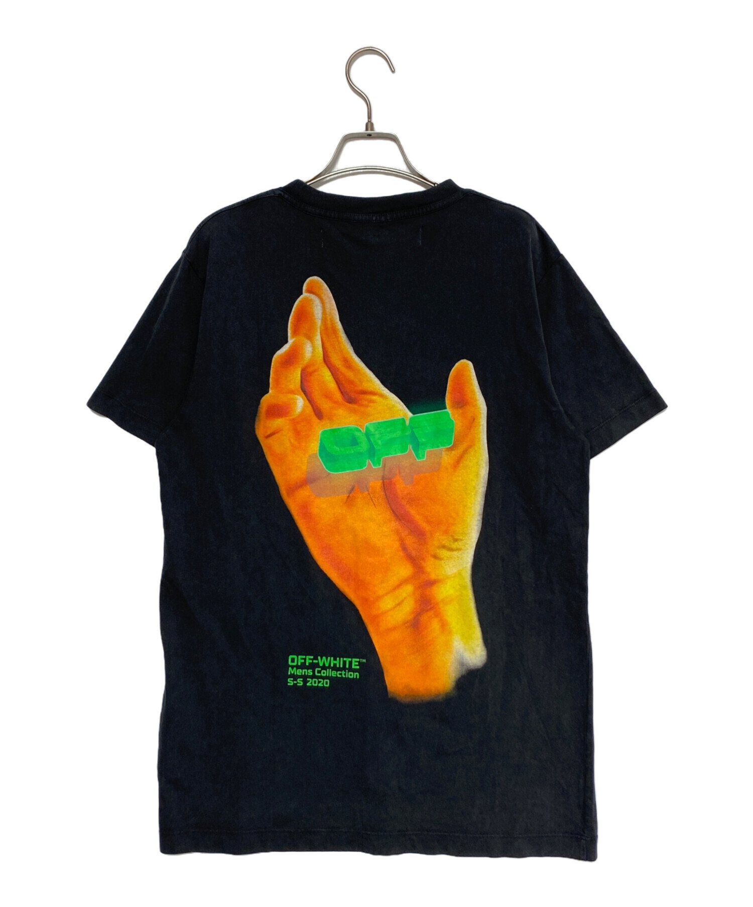中古・古着通販】OFFWHITE (オフホワイト) ハンドロゴTシャツ ブラック 