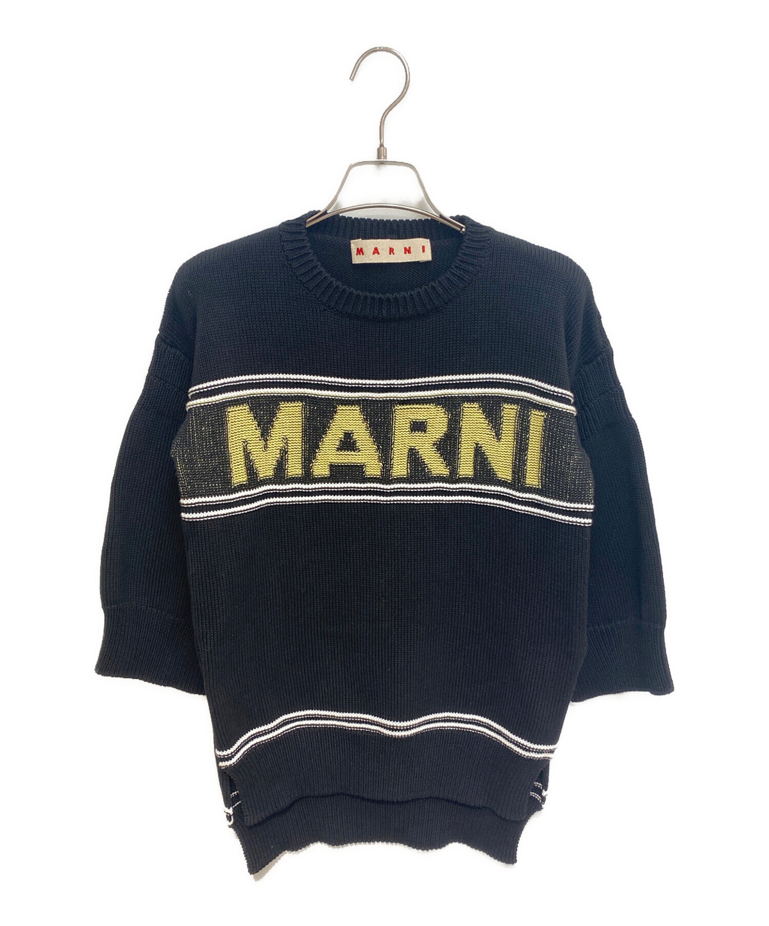 中古・古着通販】MARNI (マルニ) ロゴニットセーター ブラック サイズ 