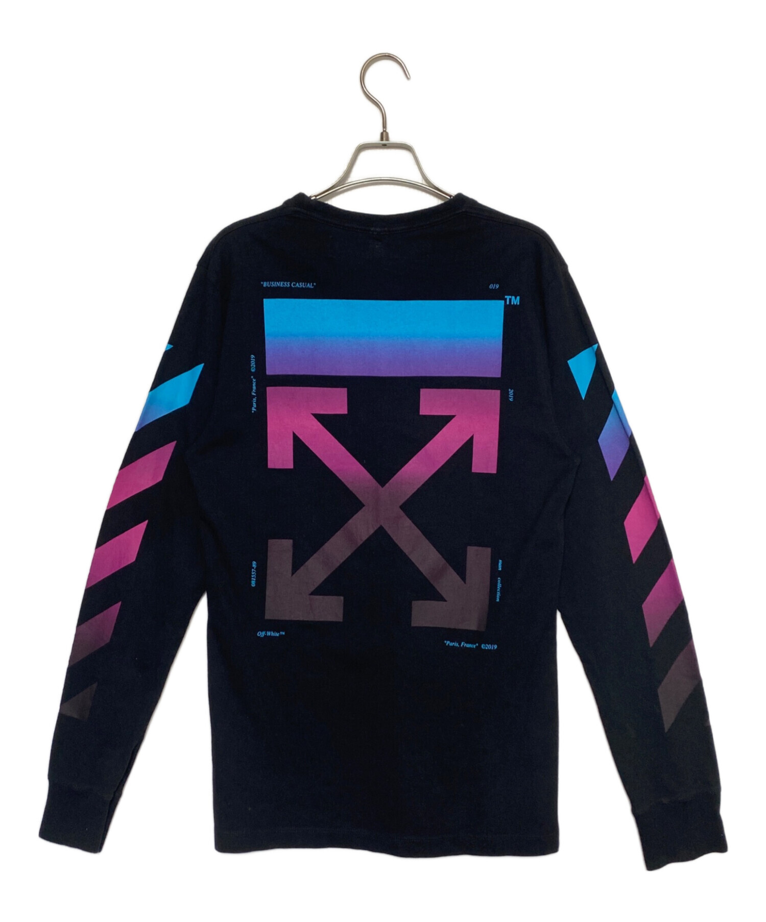 OFF-WHITE オフホワイト Sサイズ　長袖Tシャツ グラデーションロゴ 中古・古着通販】OFFWHITE (オフホワイト) グラデーションバイアスロゴ