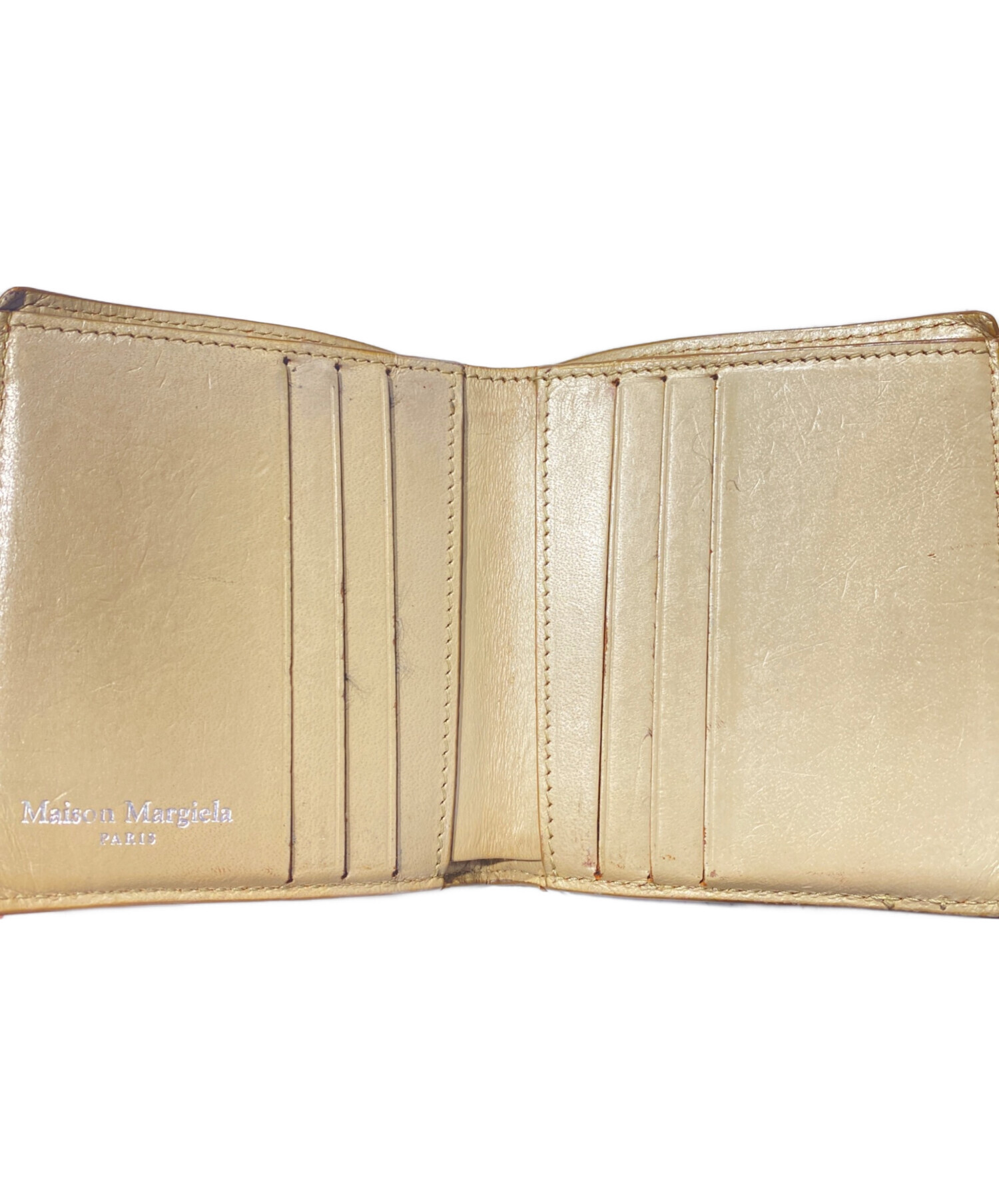 超美品　希少カラー　Maison Margiela 二つ折り財布 ベージュ ラスト1【新品】メゾンマルジェラ コンパクト ポッパー 二つ折り財布