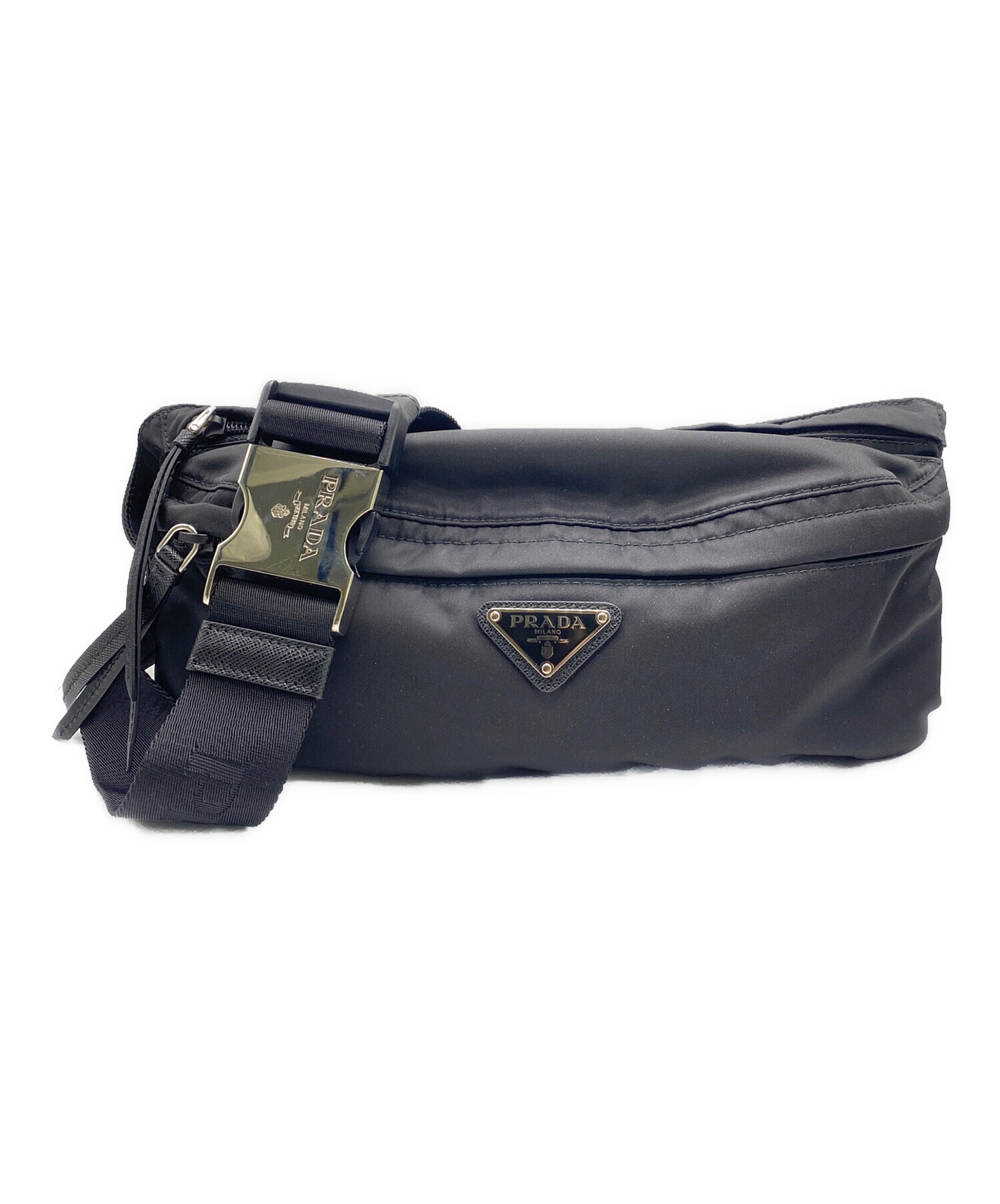 PRADA ナイロン系ウエストポーチ 中古・古着通販】PRADA (プラダ) ナイロンウエストポーチ ブラック
