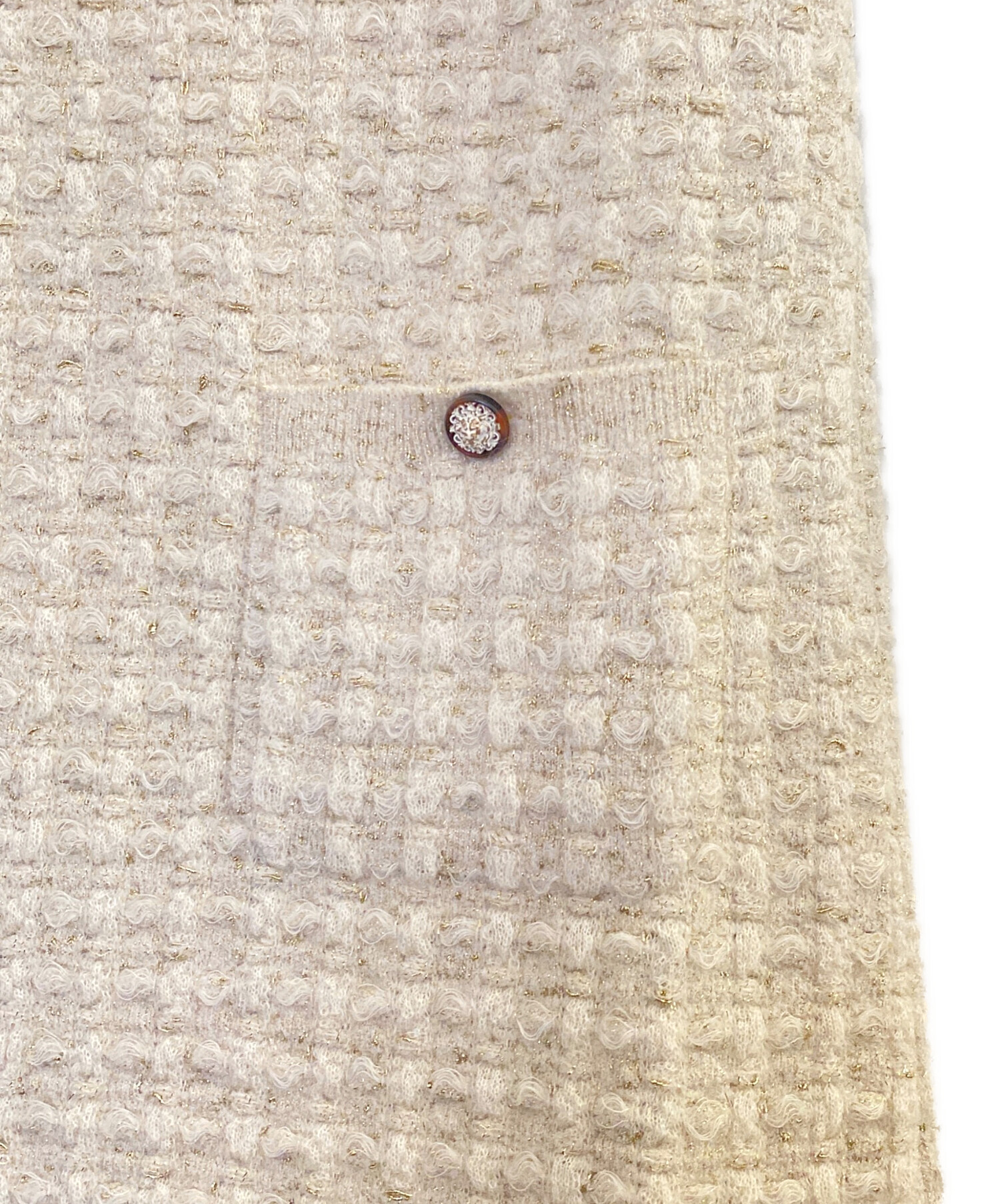 中古・古着通販】CHANEL (シャネル) ラメニットワンピース ベージュ