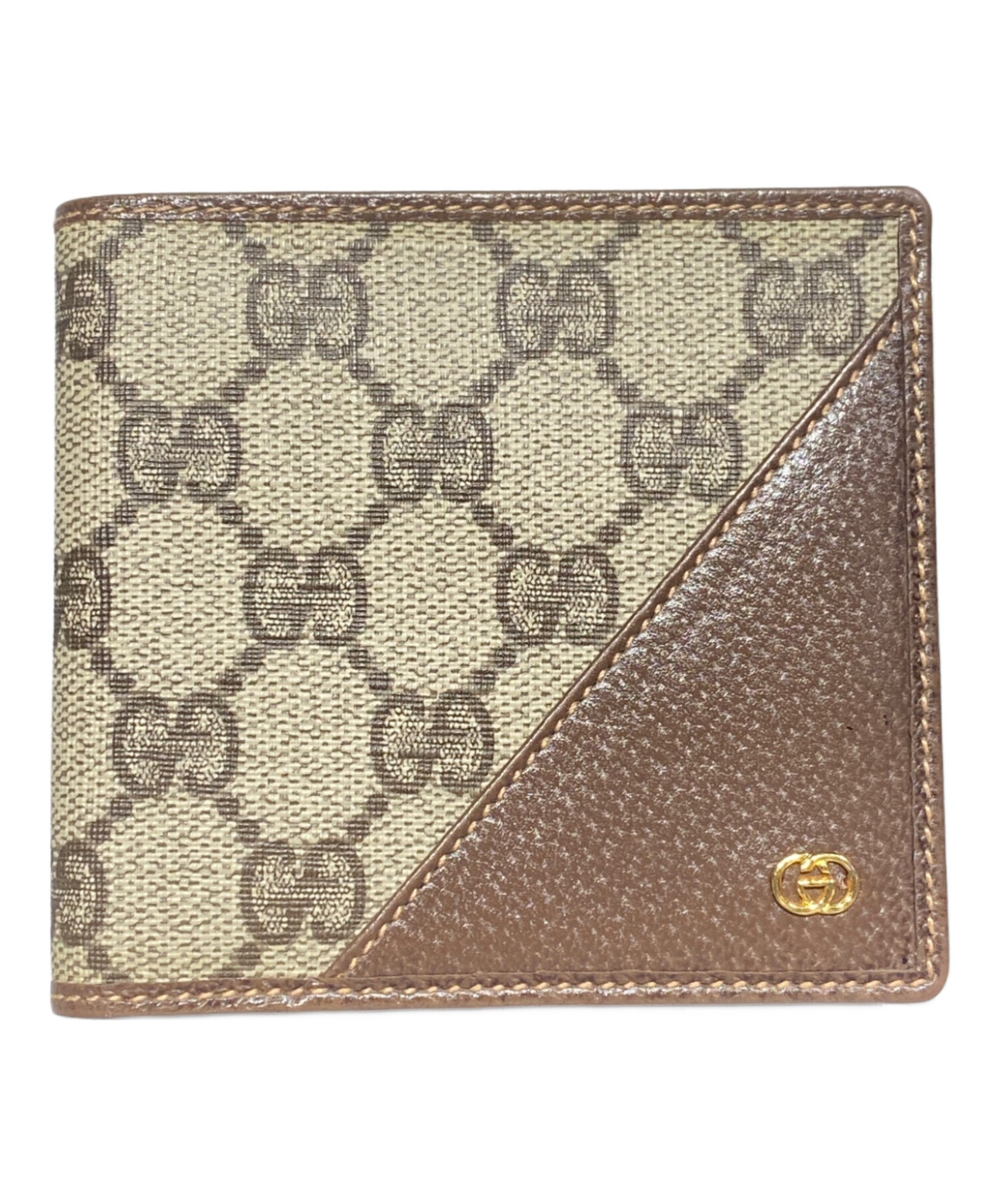 中古・古着通販】GUCCI (グッチ) GGスプリーム二つ折り財布 ベージュ 