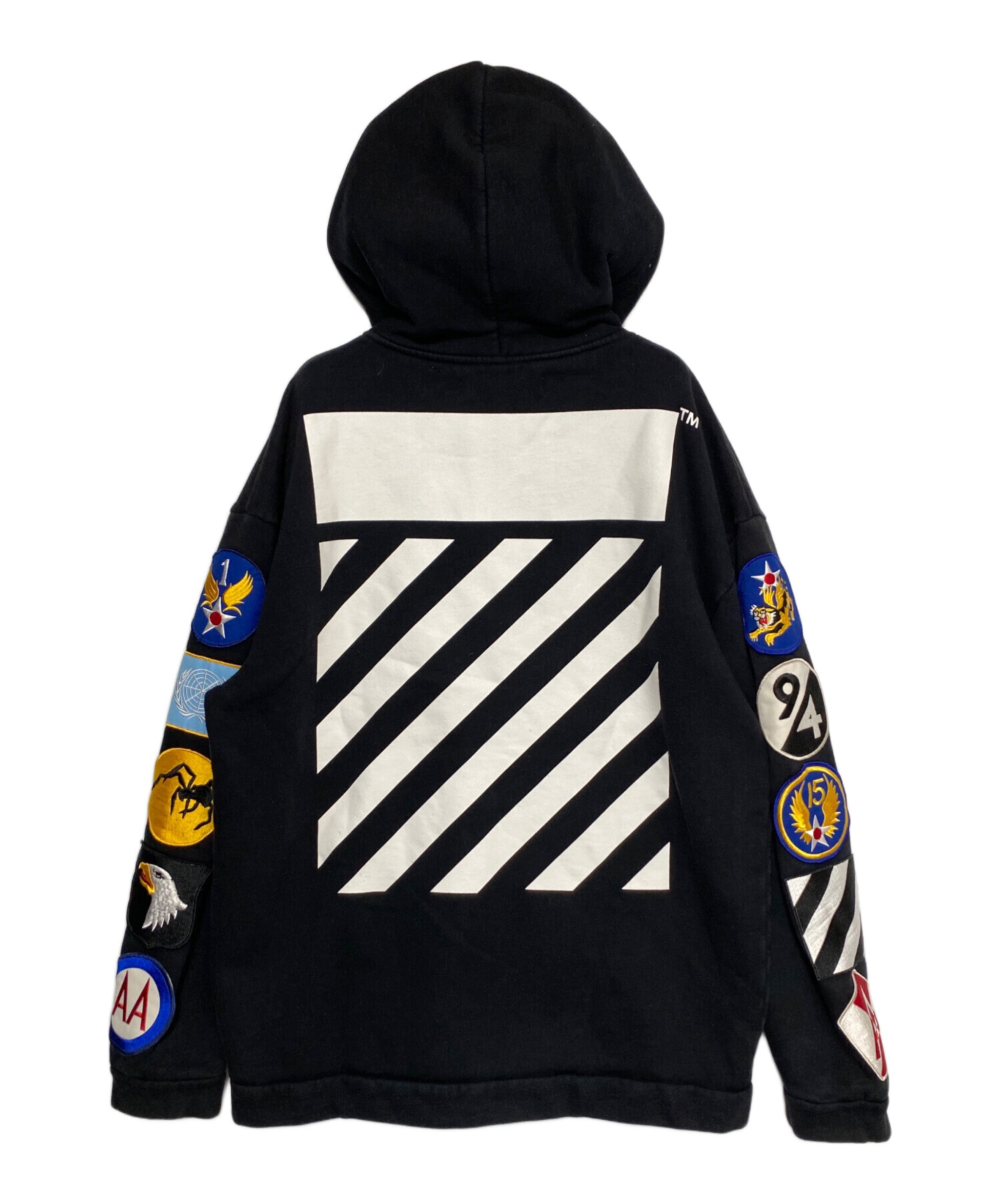 off white パーカー xs 中古・古着通販】OFFWHITE (オフホワイト) バイアスロゴワッペンジップ