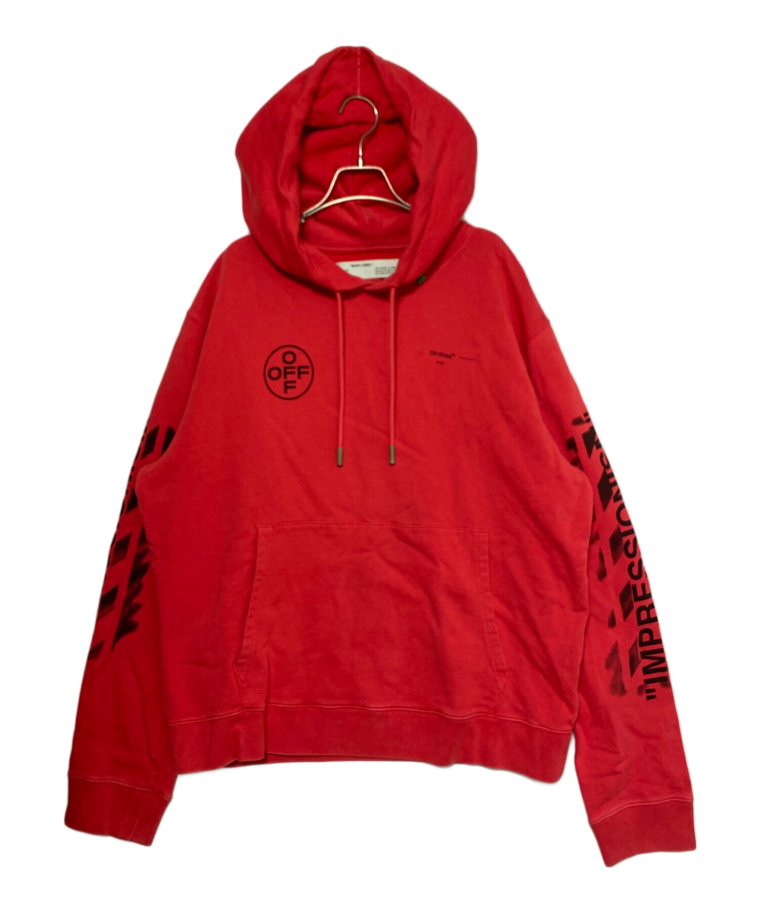 【nao1120】OFF-WHITEペイント スプラット アローフーディー 中古・古着通販】OFFWHITE (オフホワイト) スプレーアローロゴパーカー