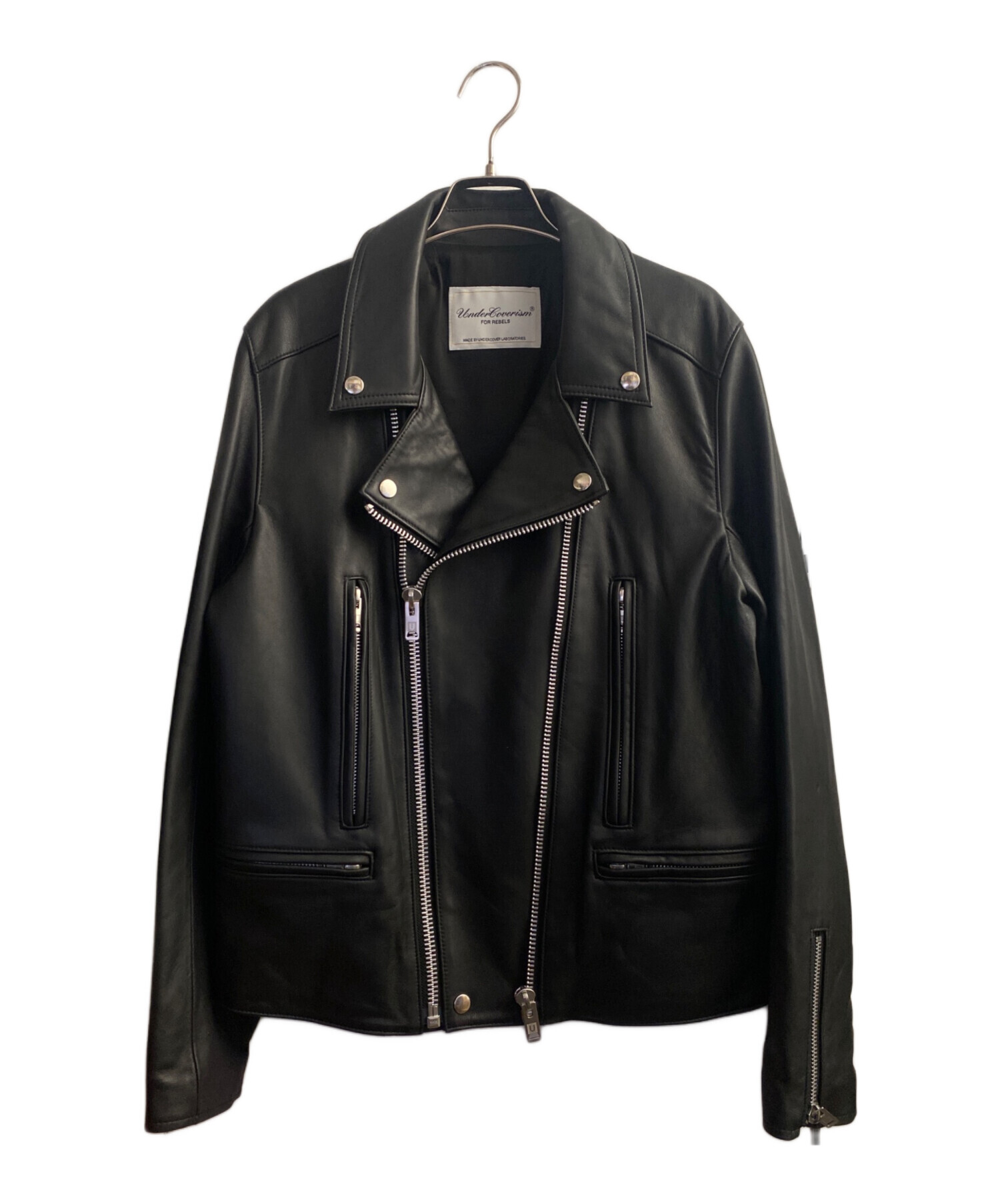 UNDERCOVER ダブルライダース ブラック 3 中古・古着通販】UNDERCOVER (アンダーカバー) シープレザー ダブル