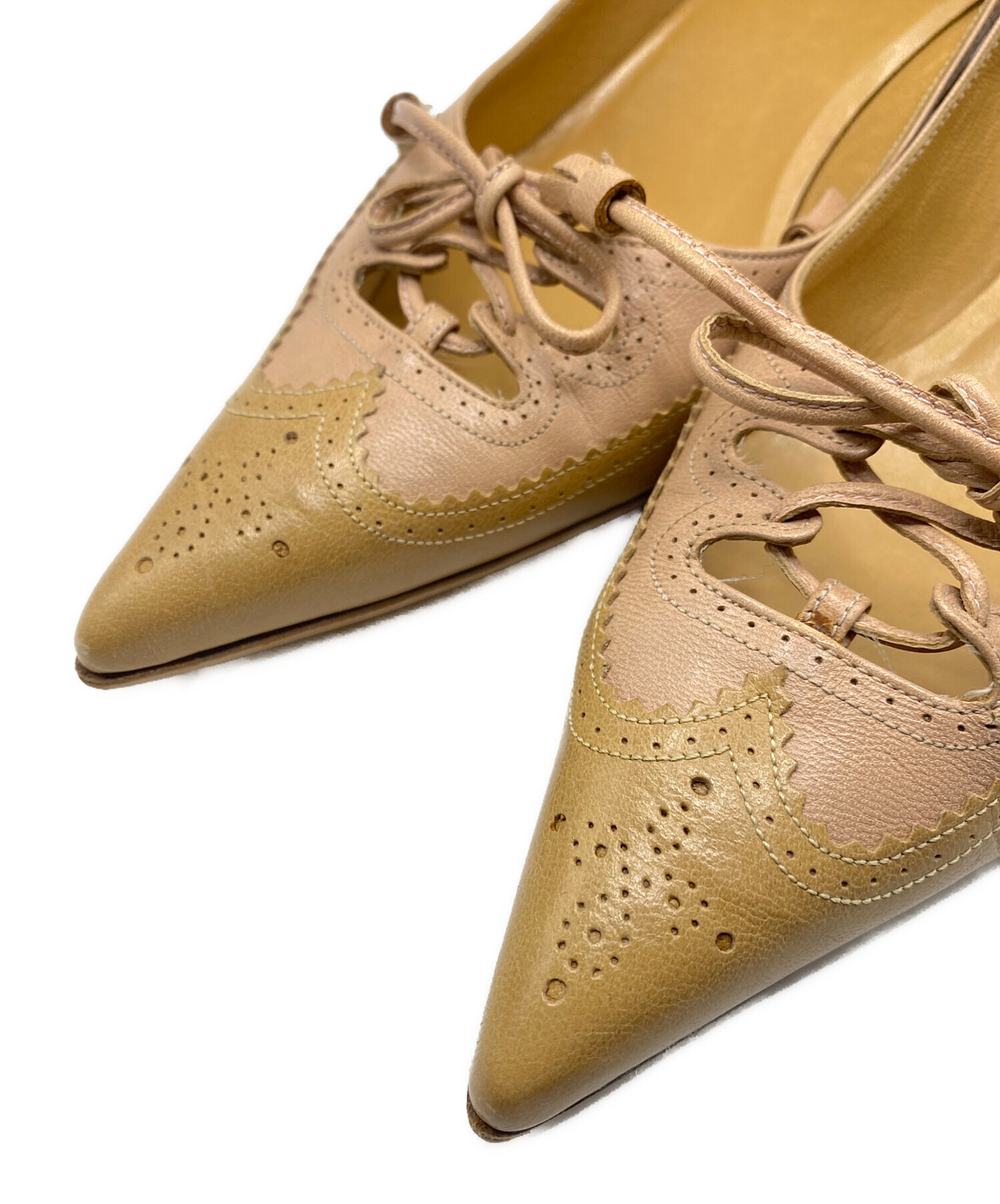 中古・古着通販】HERMES (エルメス) ウイングチップパンプス サイズ:35