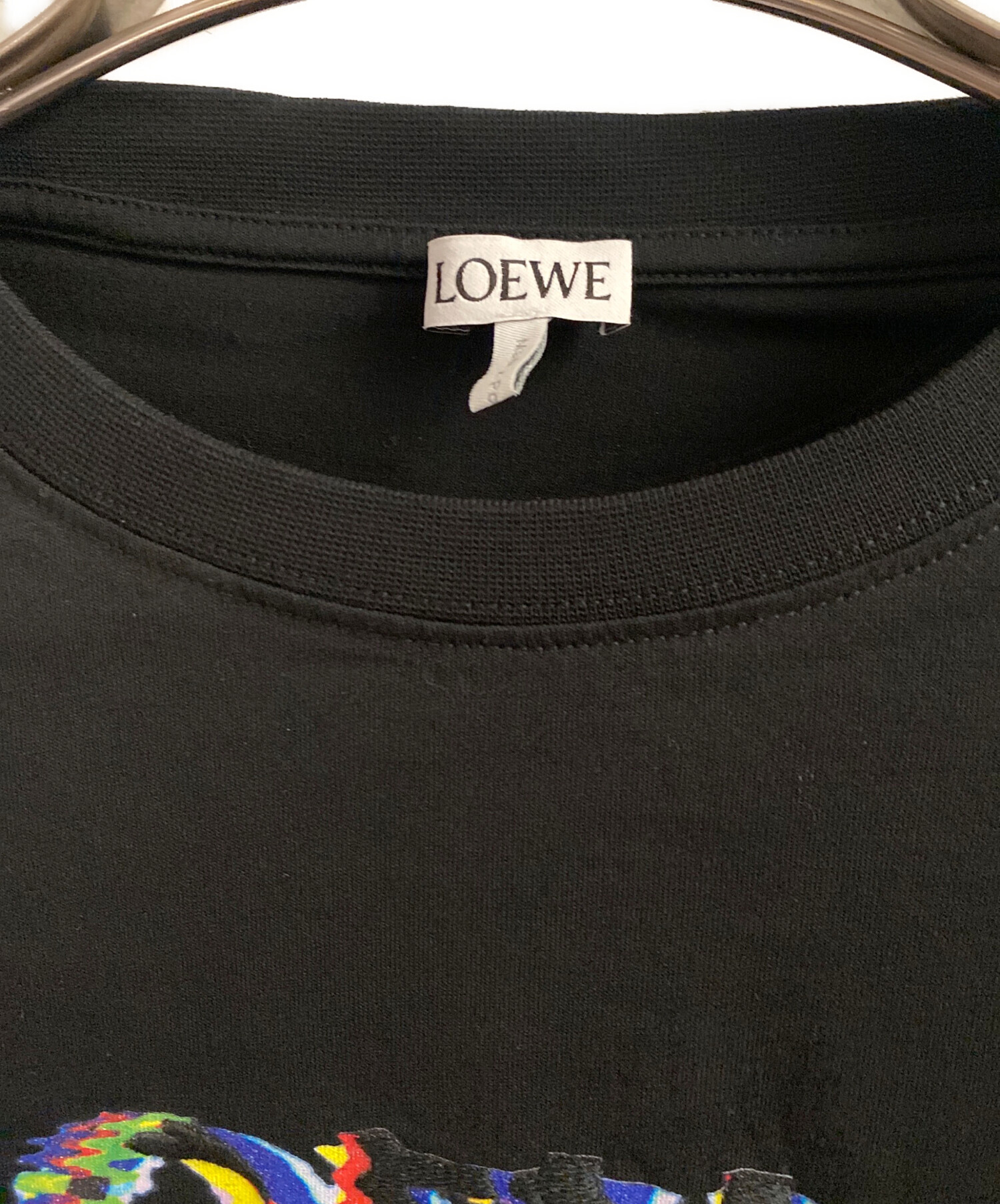 【最終値下げ】LOEWE ブラックポロシャツ ロゴ刺繍付き 中古・古着通販】LOEWE (ロエベ) 21SS Pansy T-Shirt/パンジーロゴ刺繍
