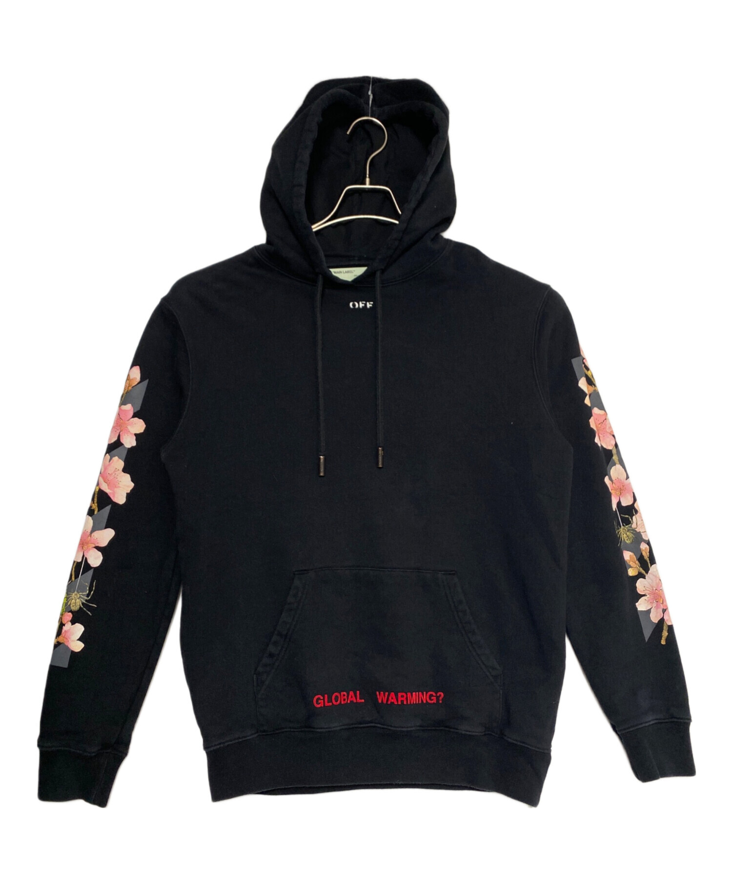 中古・古着通販】OFFWHITE (オフホワイト) Floral Hoodie ブラック 