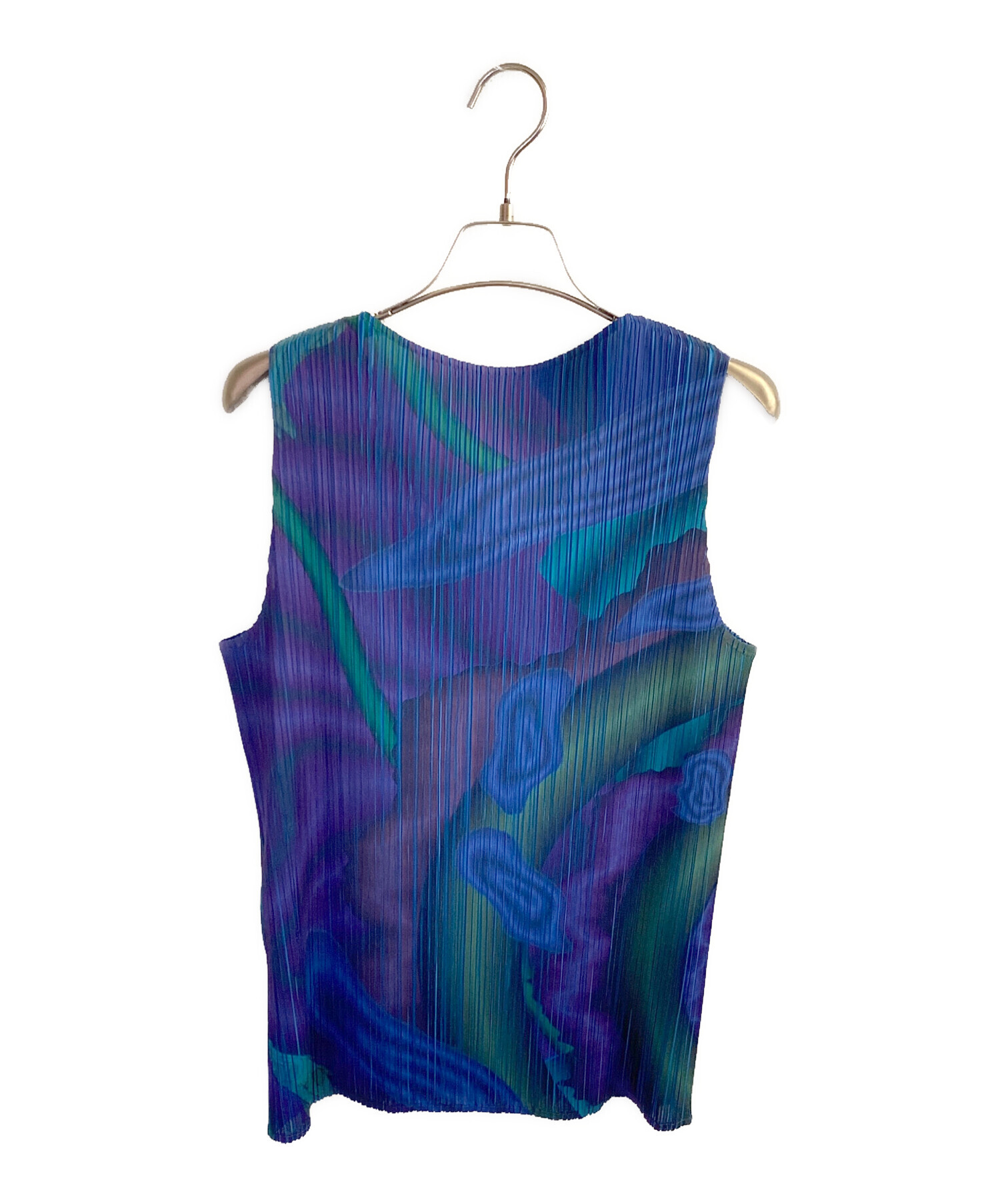 PLEATS PLEASE ノースリーブ トップス ブルー 中古・古着通販】PLEATS 