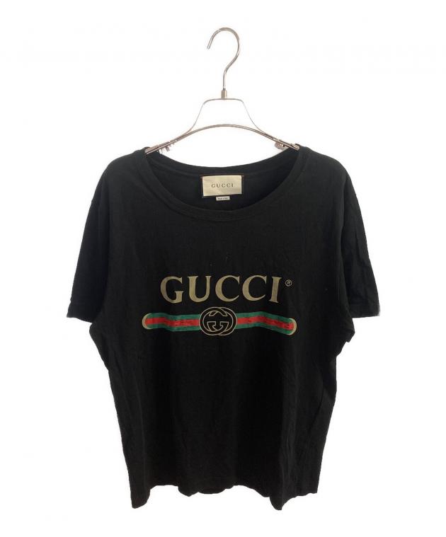 中古・古着通販】GUCCI (グッチ) ロゴTシャツ ブラック サイズ:XS 