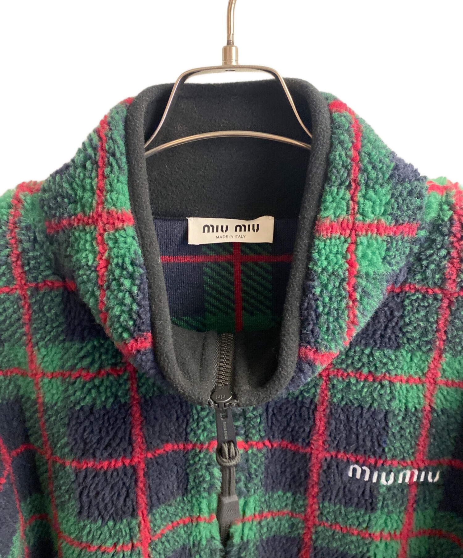 中古・古着通販】MIU MIU (ミュウミュウ) チェック柄 テディジッパー