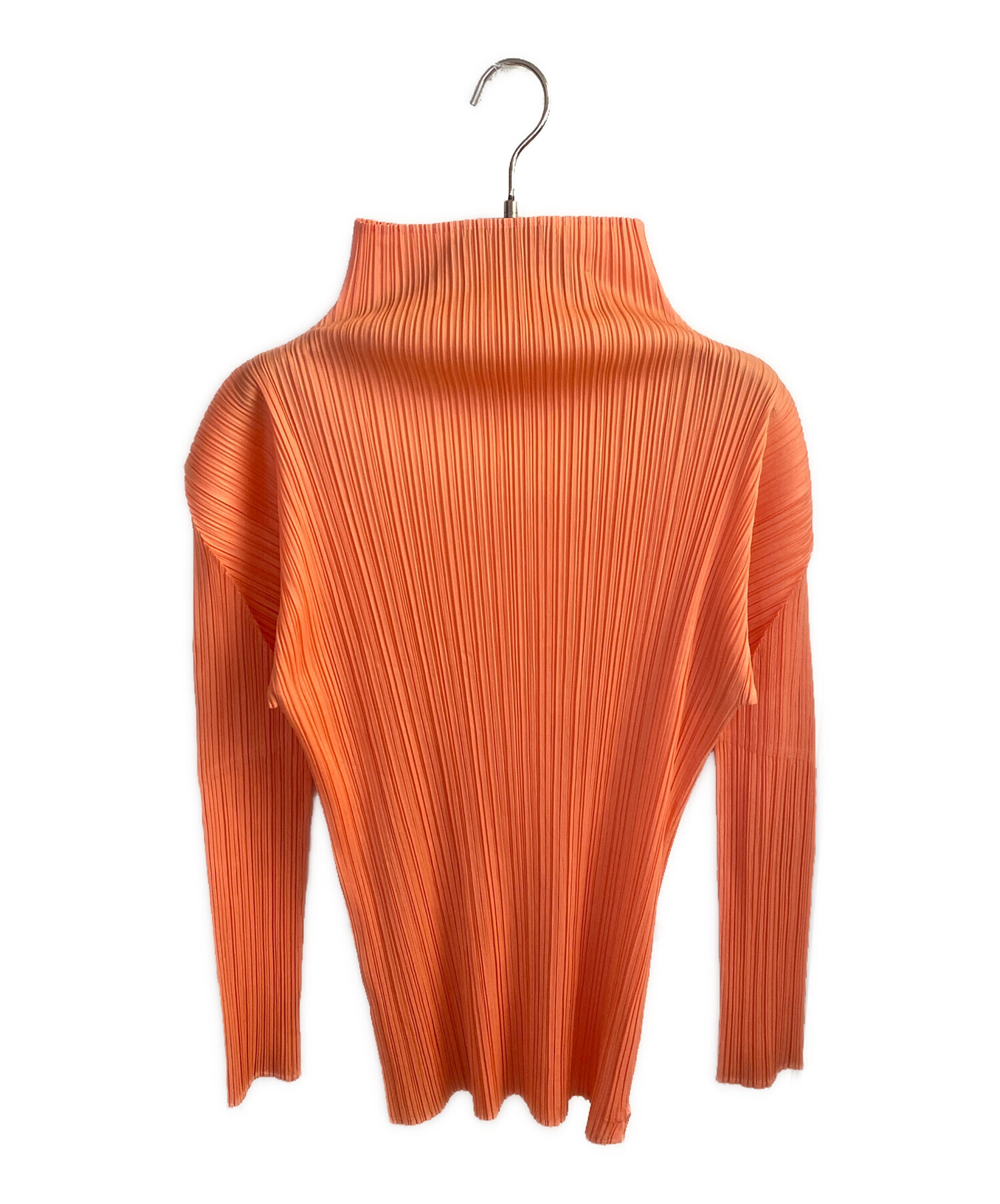 PLEATS PLEASE(プリーツプリーズ) 半袖カットソー サイズ3 L レディース - オレンジ クルーネック/プリーツ 中古・古着通販】PLEATS PLEASE (プリーツプリーズ) 半袖プリーツ