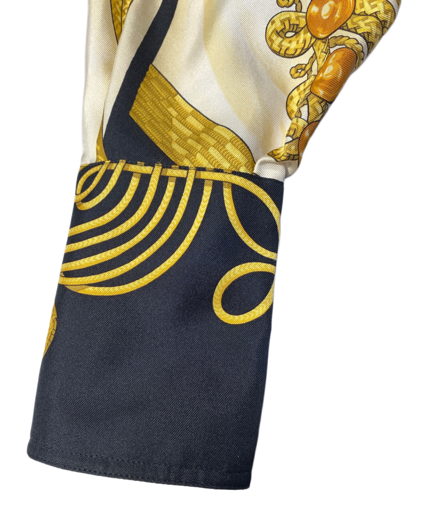 中古・古着通販】HERMES (エルメス) シルク総柄シャツ ブラック