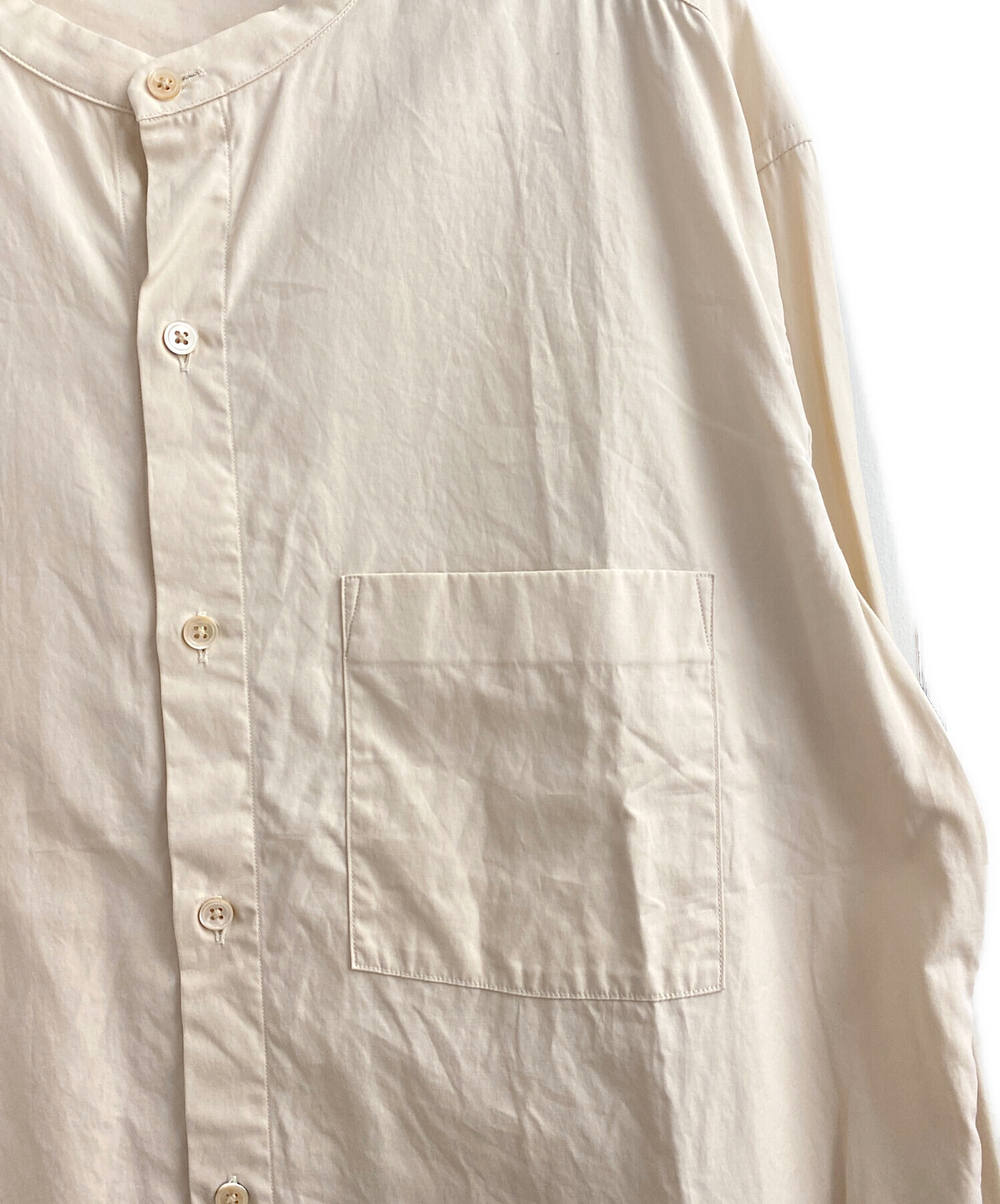 中古・古着通販】AURALEE (オーラリー) バンドカラーシャツ ベージュ