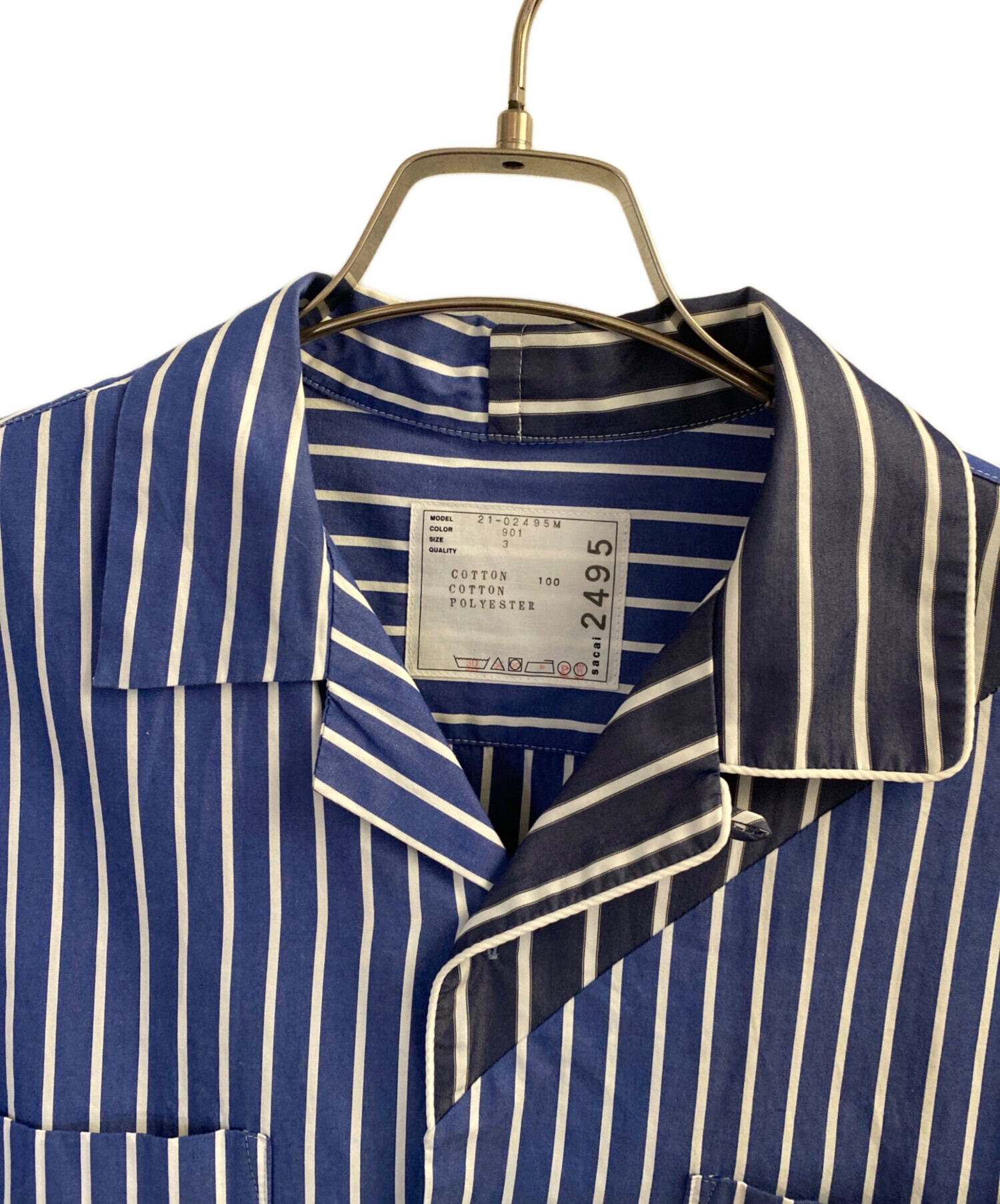 中古・古着通販】sacai (サカイ) COTTON POPLIN SHIRT ブルー サイズ:3